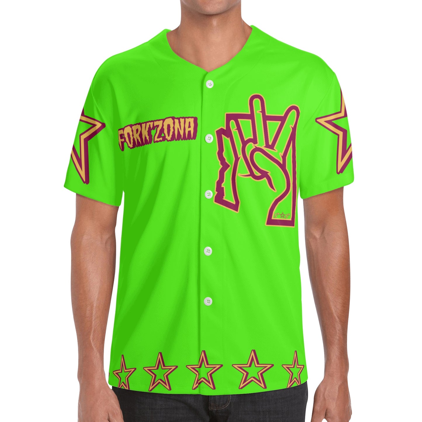 Sun Devil ForkZona S.O.S Edition Mens Goo Green Short Sleeve Baseball Jersey