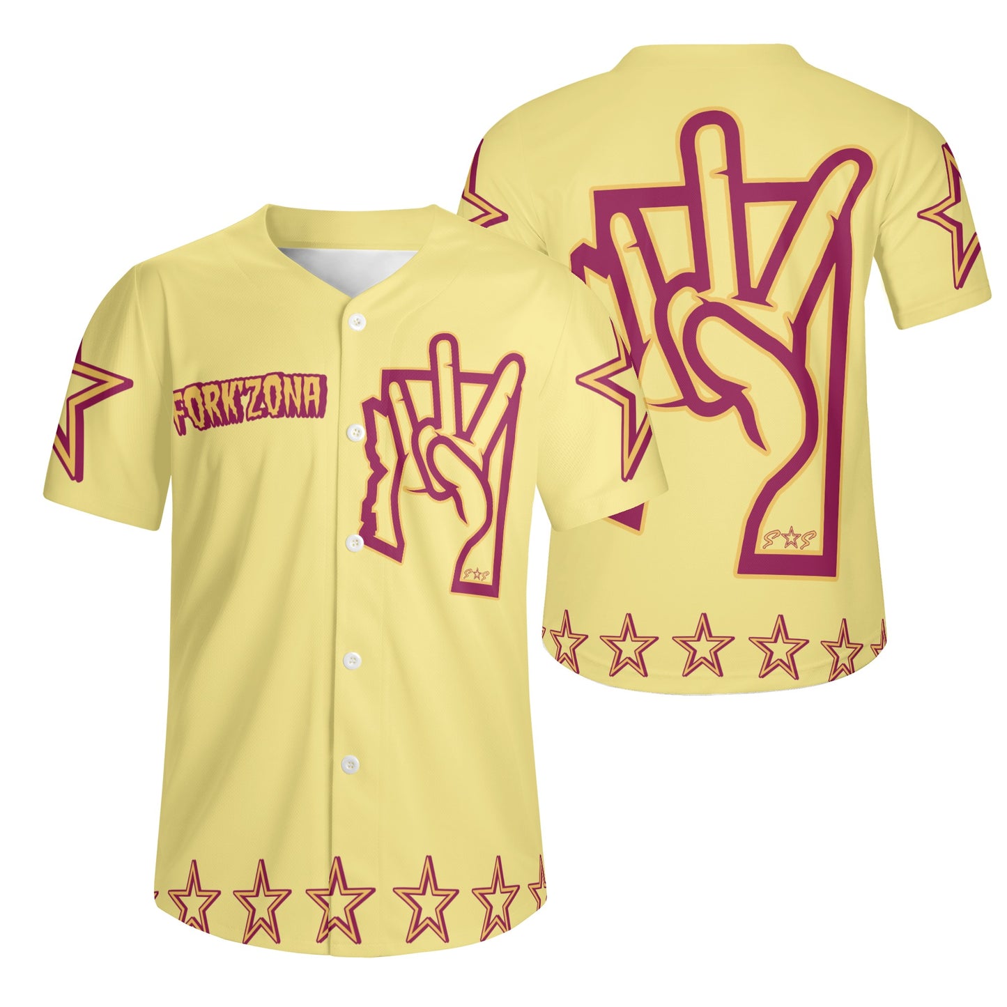 Sun Devil ForkZona S.O.S Edition Mens Tan Short Sleeve Baseball Jersey