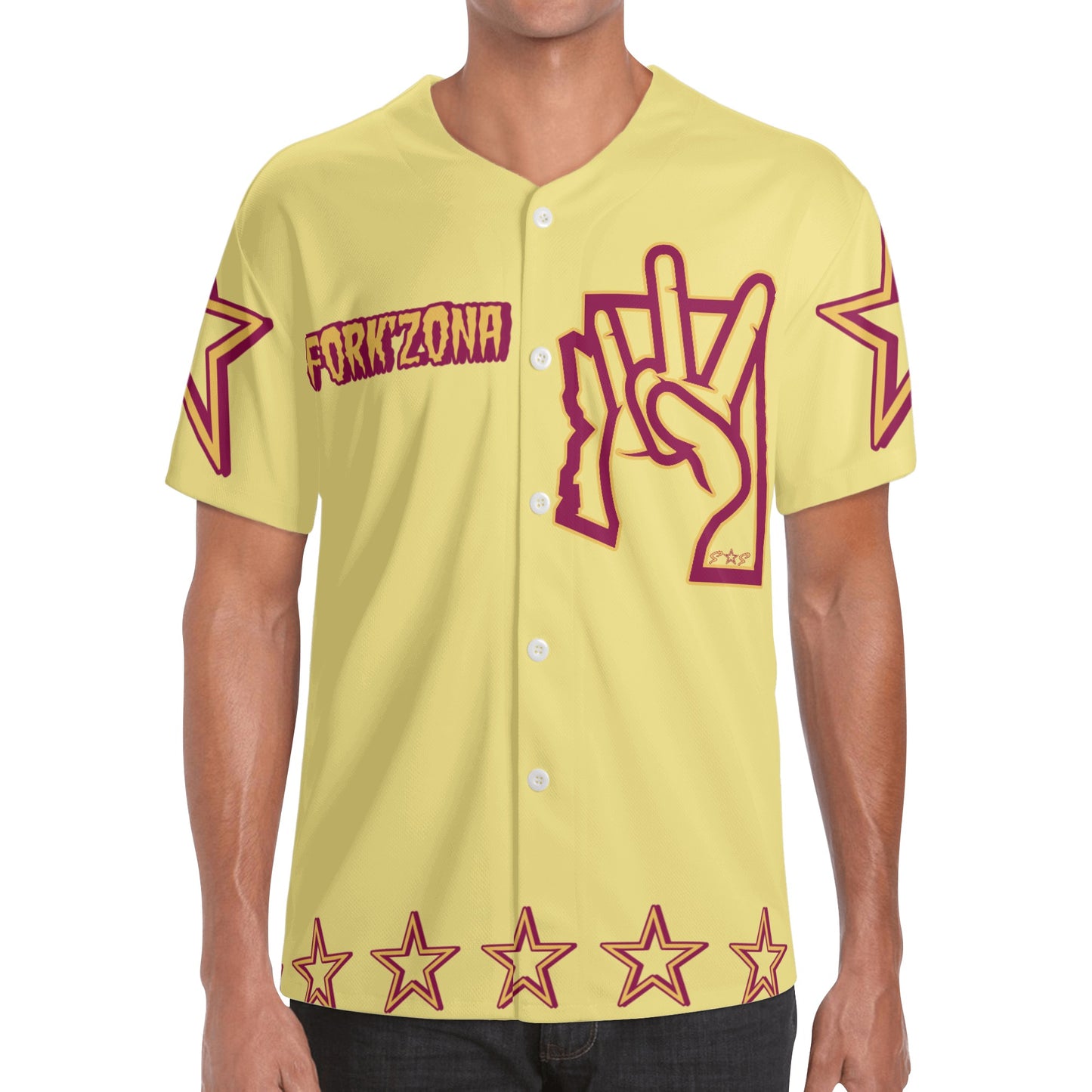 Sun Devil ForkZona S.O.S Edition Mens Tan Short Sleeve Baseball Jersey