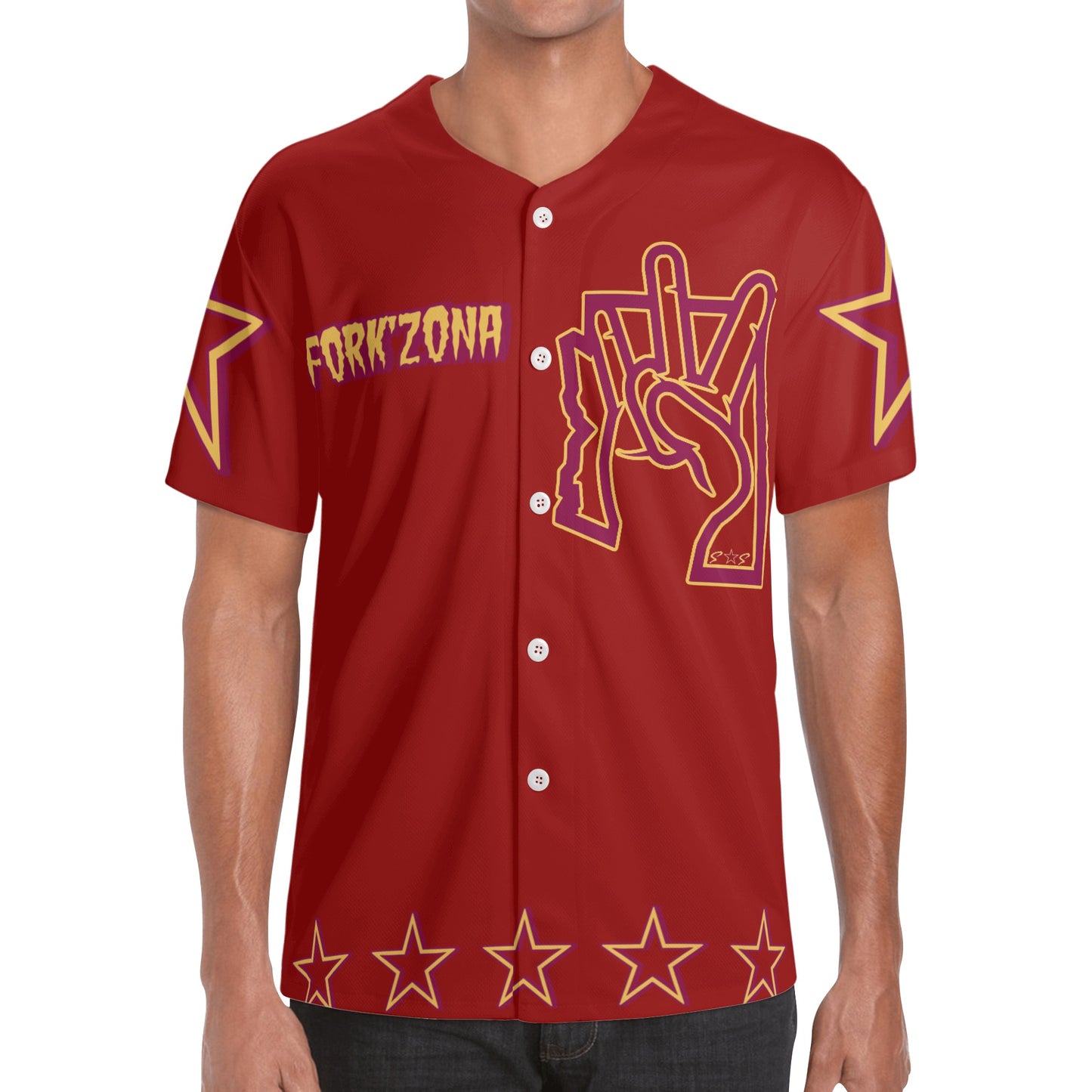 Sun Devil ForkZona S.O.S Edition Mens Maroon Short Sleeve Baseball Jersey