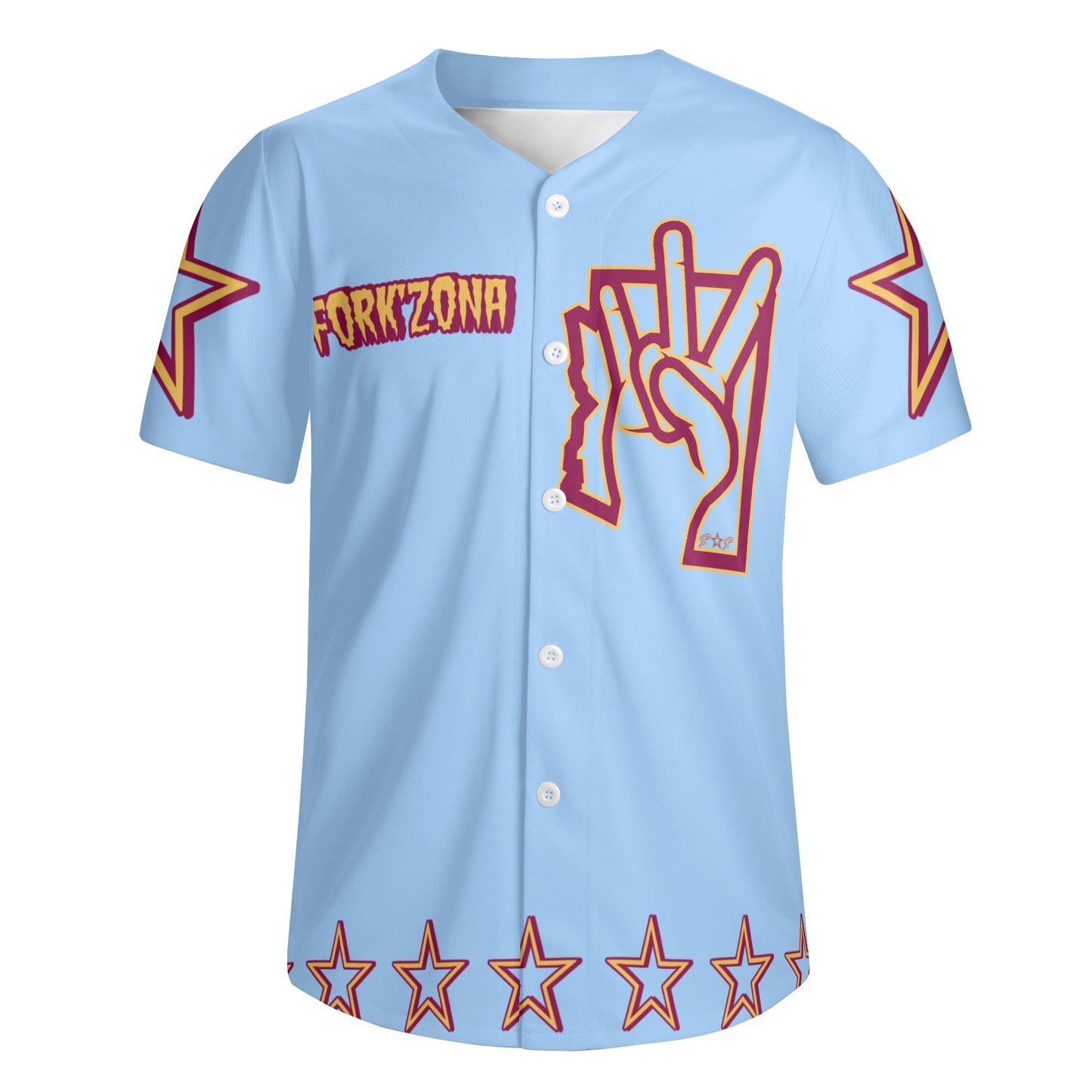 Sun Devil ForkZona S.O.S Edition Mens Sky Blue Short Sleeve Baseball Jersey