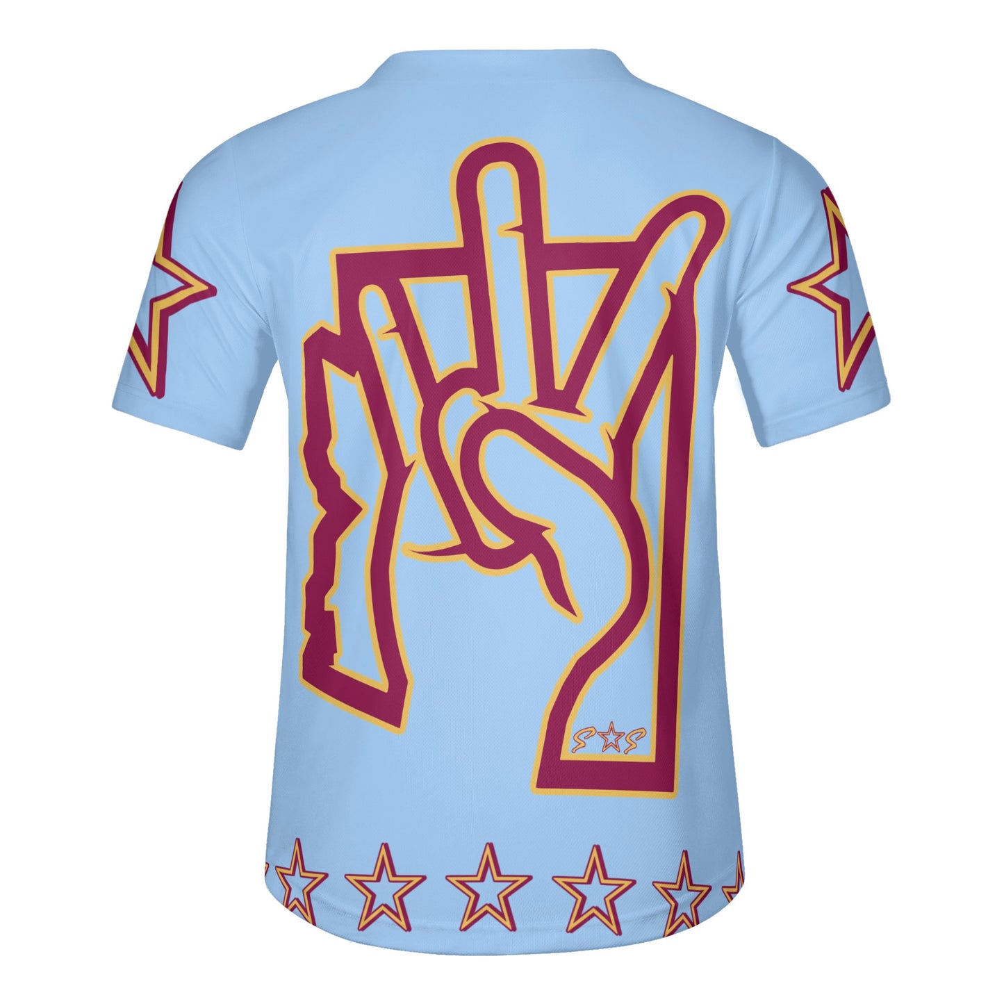 Sun Devil ForkZona S.O.S Edition Mens Sky Blue Short Sleeve Baseball Jersey