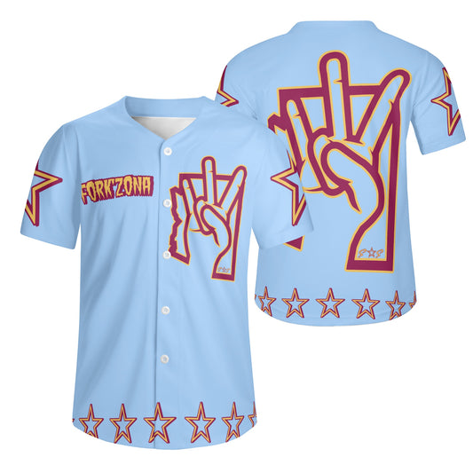 Sun Devil ForkZona S.O.S Edition Mens Sky Blue Short Sleeve Baseball Jersey