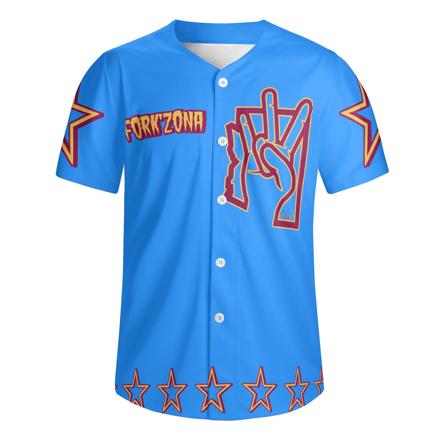 Sun Devil ForkZona S.O.S Edition Mens Blue Short Sleeve Baseball Jersey