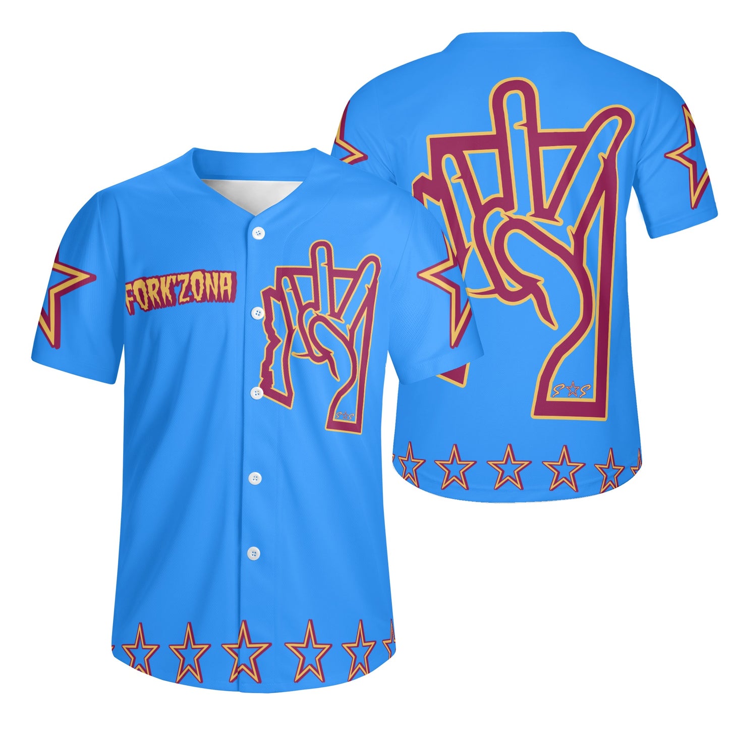 Sun Devil ForkZona S.O.S Edition Mens Blue Short Sleeve Baseball Jersey