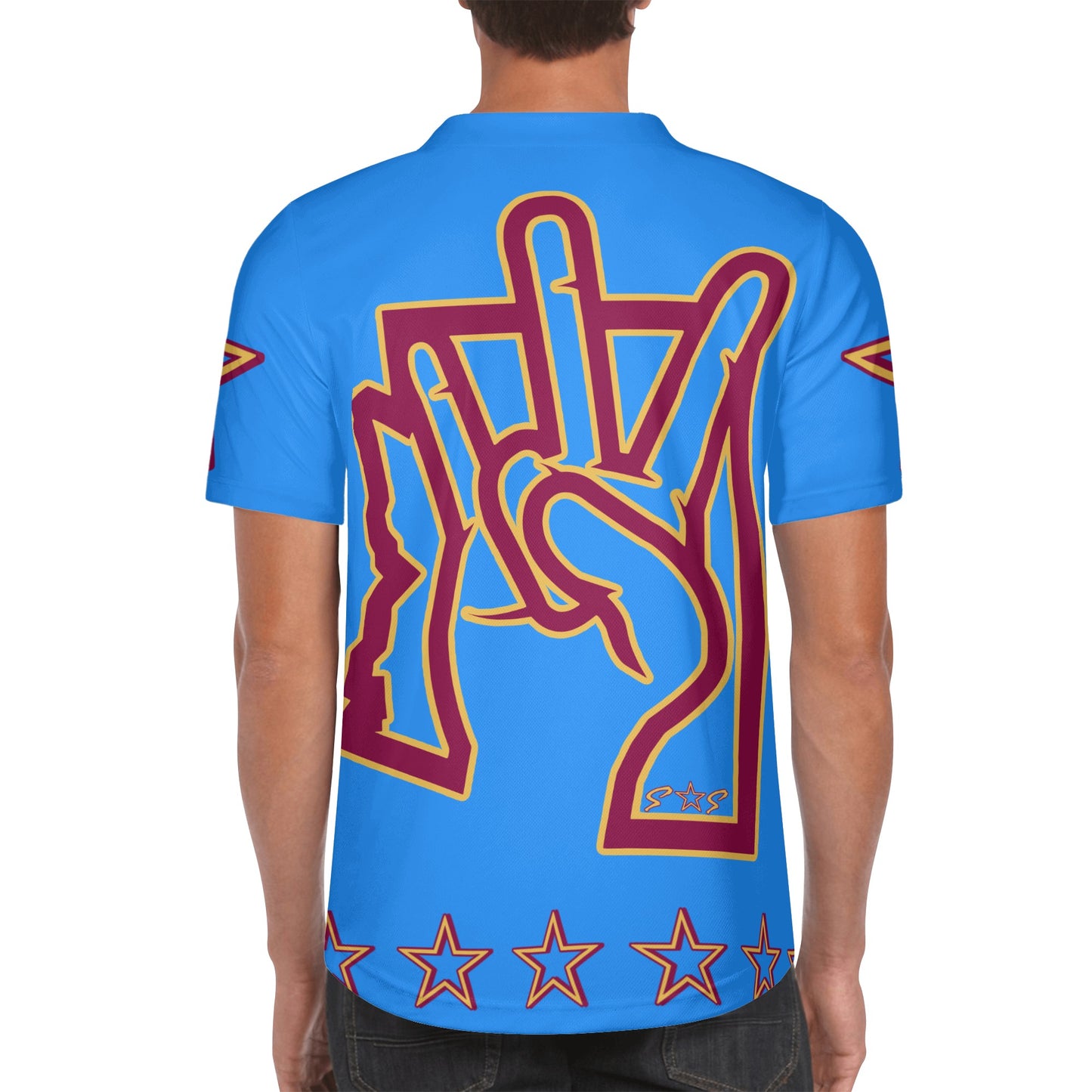 Sun Devil ForkZona S.O.S Edition Mens Blue Short Sleeve Baseball Jersey