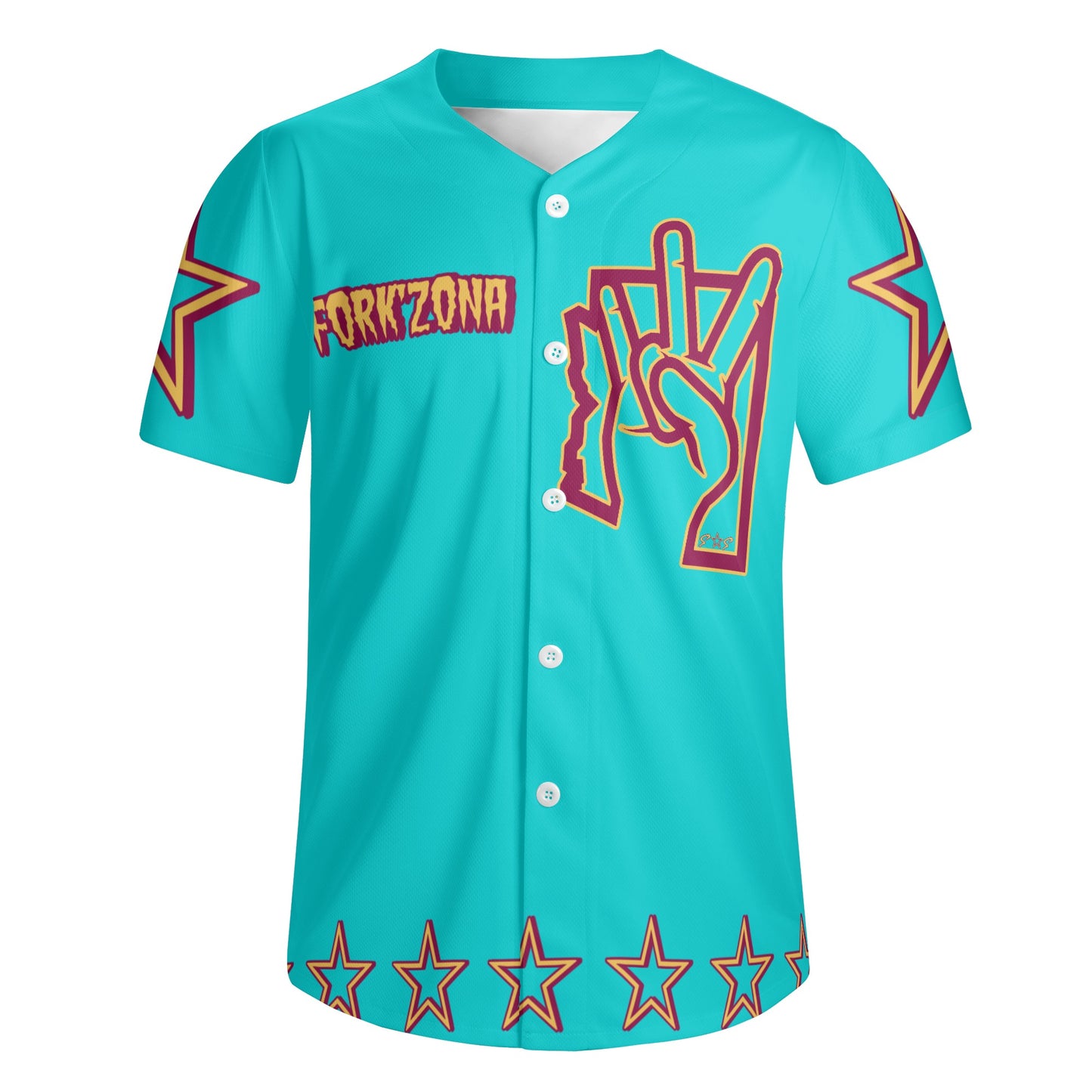 Sun Devil ForkZona S.O.S Edition Mens Turquoise Short Sleeve Baseball Jersey