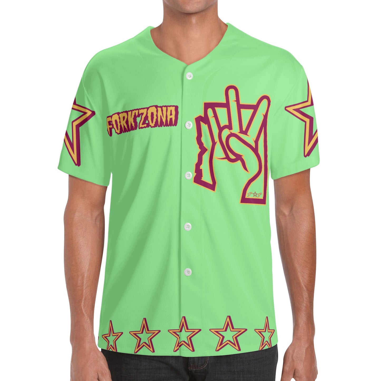 Sun Devil ForkZona S.O.S Edition Mens Mint Green Short Sleeve Baseball Jersey