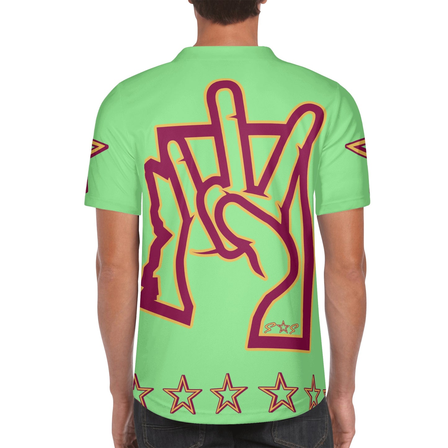 Sun Devil ForkZona S.O.S Edition Mens Mint Green Short Sleeve Baseball Jersey