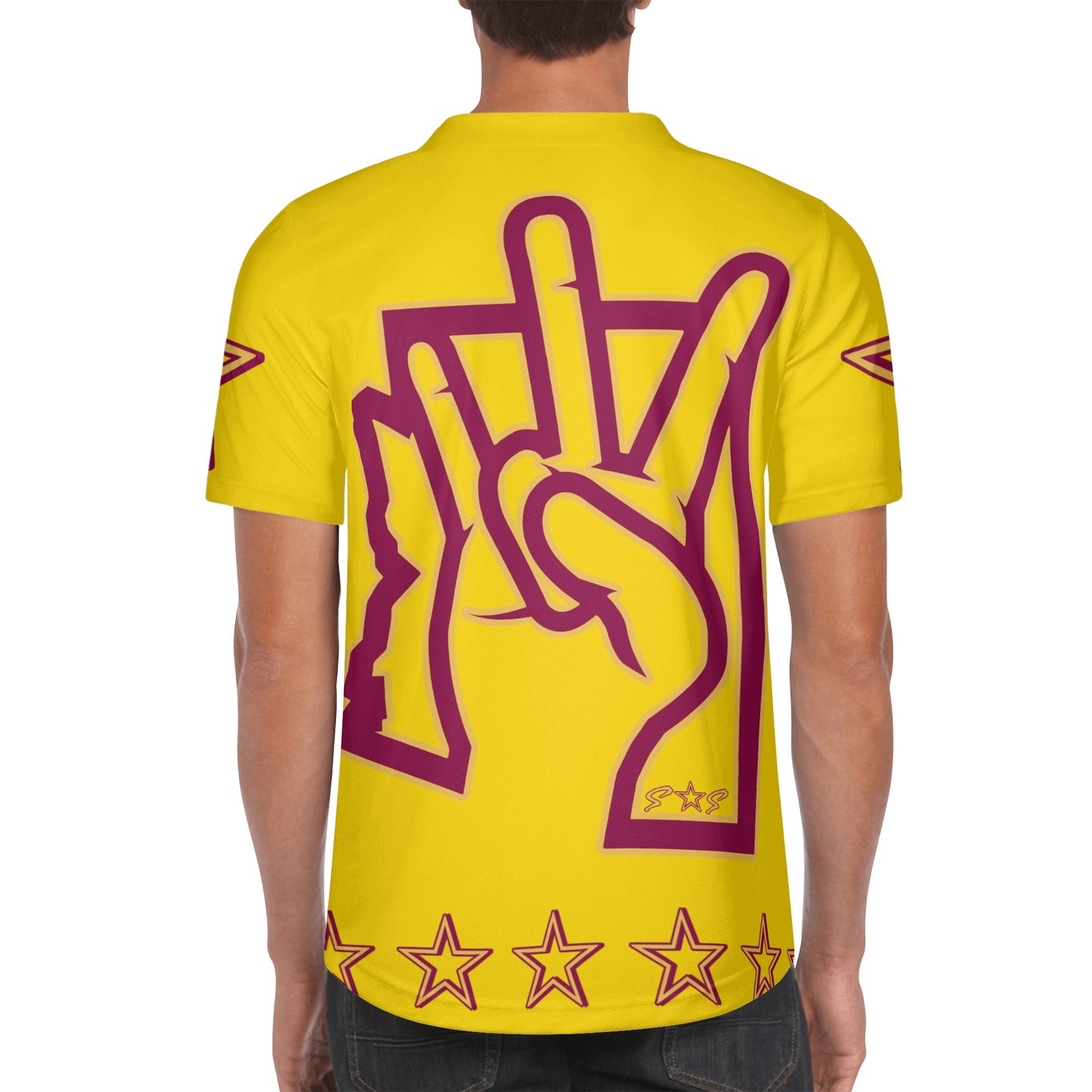 Sun Devil ForkZona S.O.S Edition Mens Gold Short Sleeve Baseball Jersey