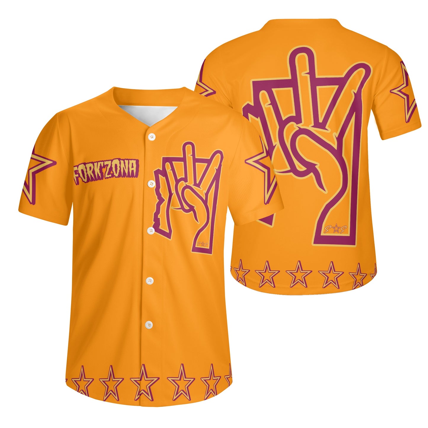 Sun Devil ForkZona S.O.S Edition Mens Orange Short Sleeve Baseball Jersey