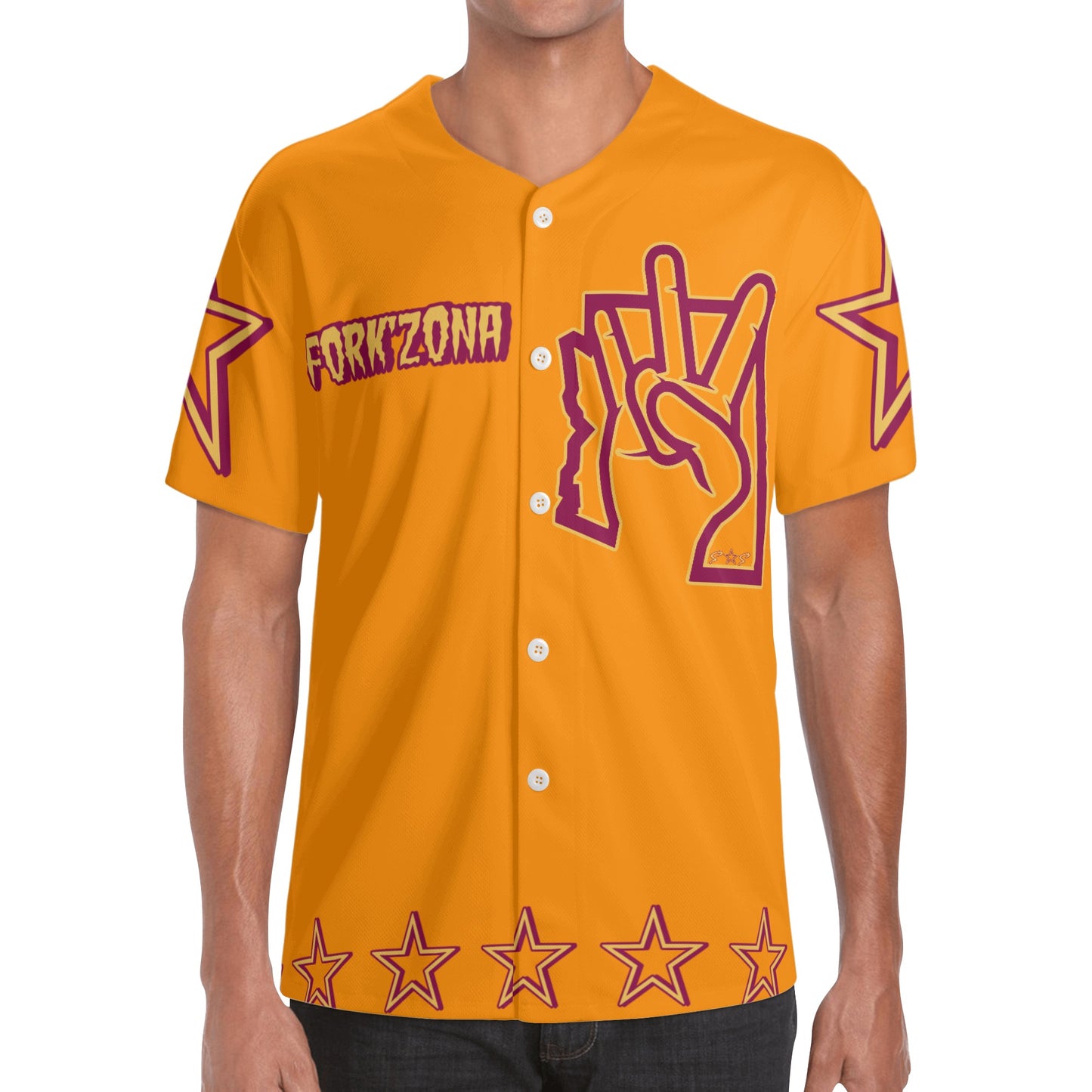 Sun Devil ForkZona S.O.S Edition Mens Orange Short Sleeve Baseball Jersey