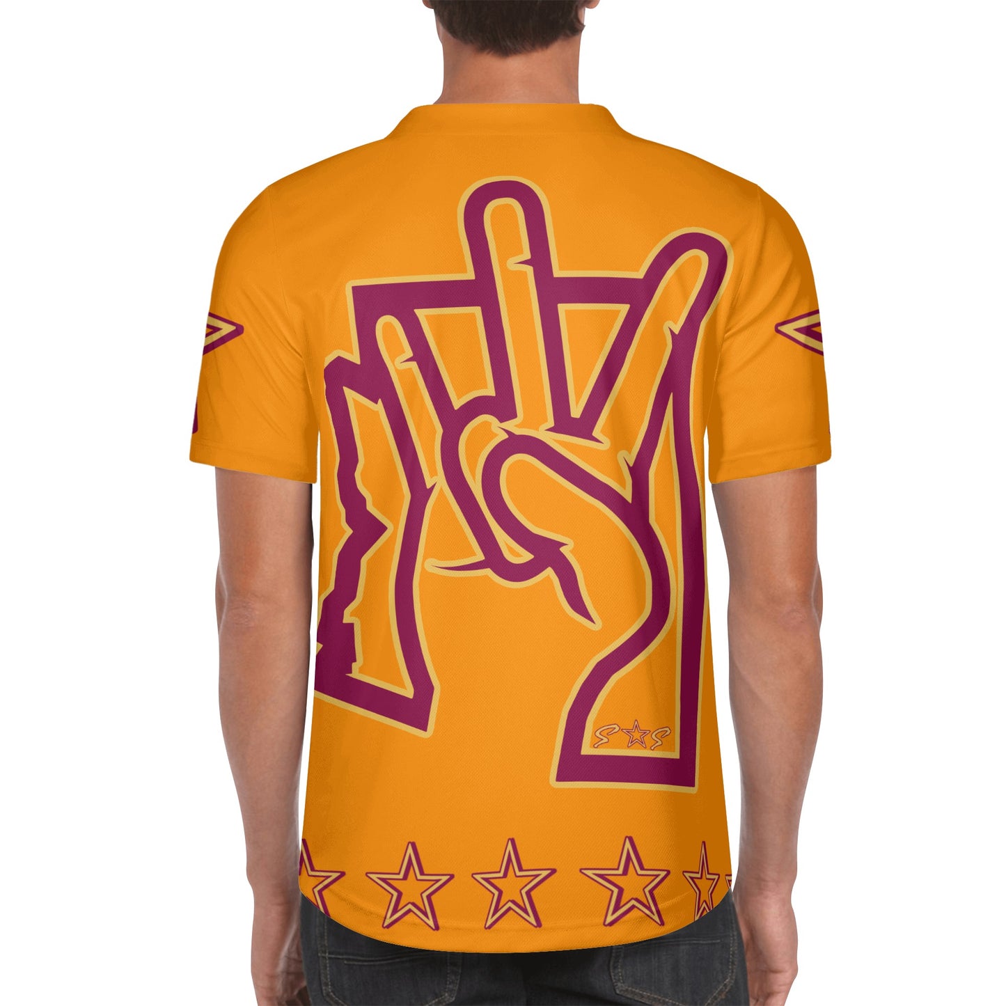 Sun Devil ForkZona S.O.S Edition Mens Orange Short Sleeve Baseball Jersey