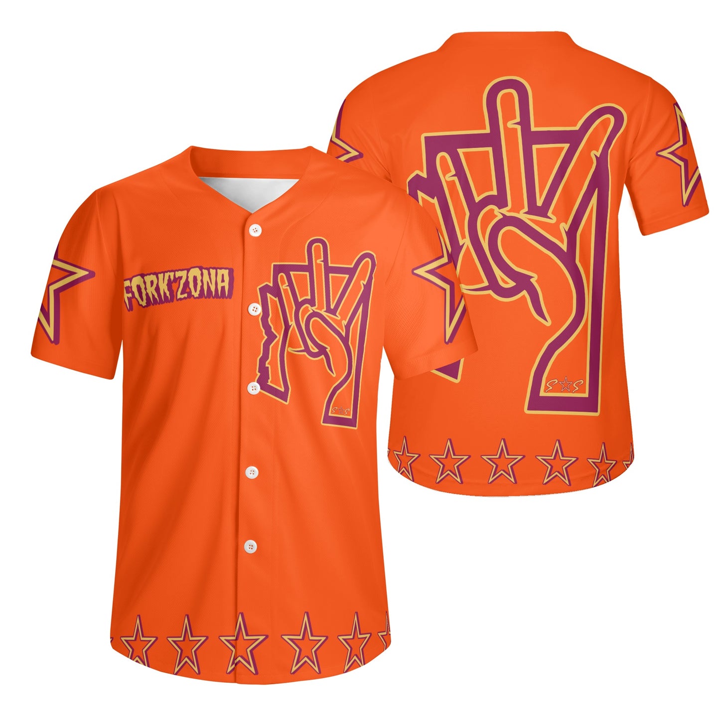 Sun Devil ForkZona S.O.S Edition Mens Dark Orange Short Sleeve Baseball Jersey