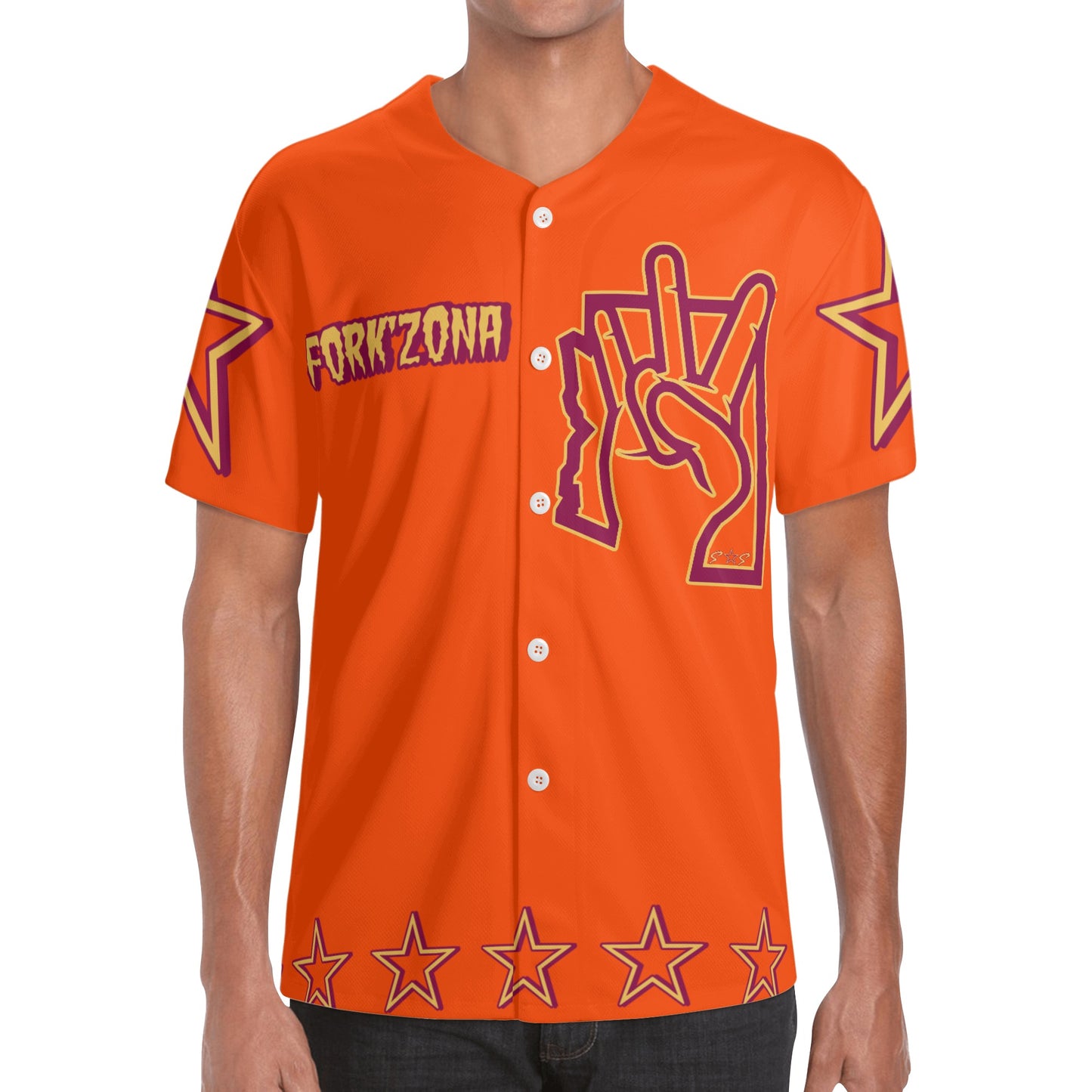 Sun Devil ForkZona S.O.S Edition Mens Dark Orange Short Sleeve Baseball Jersey