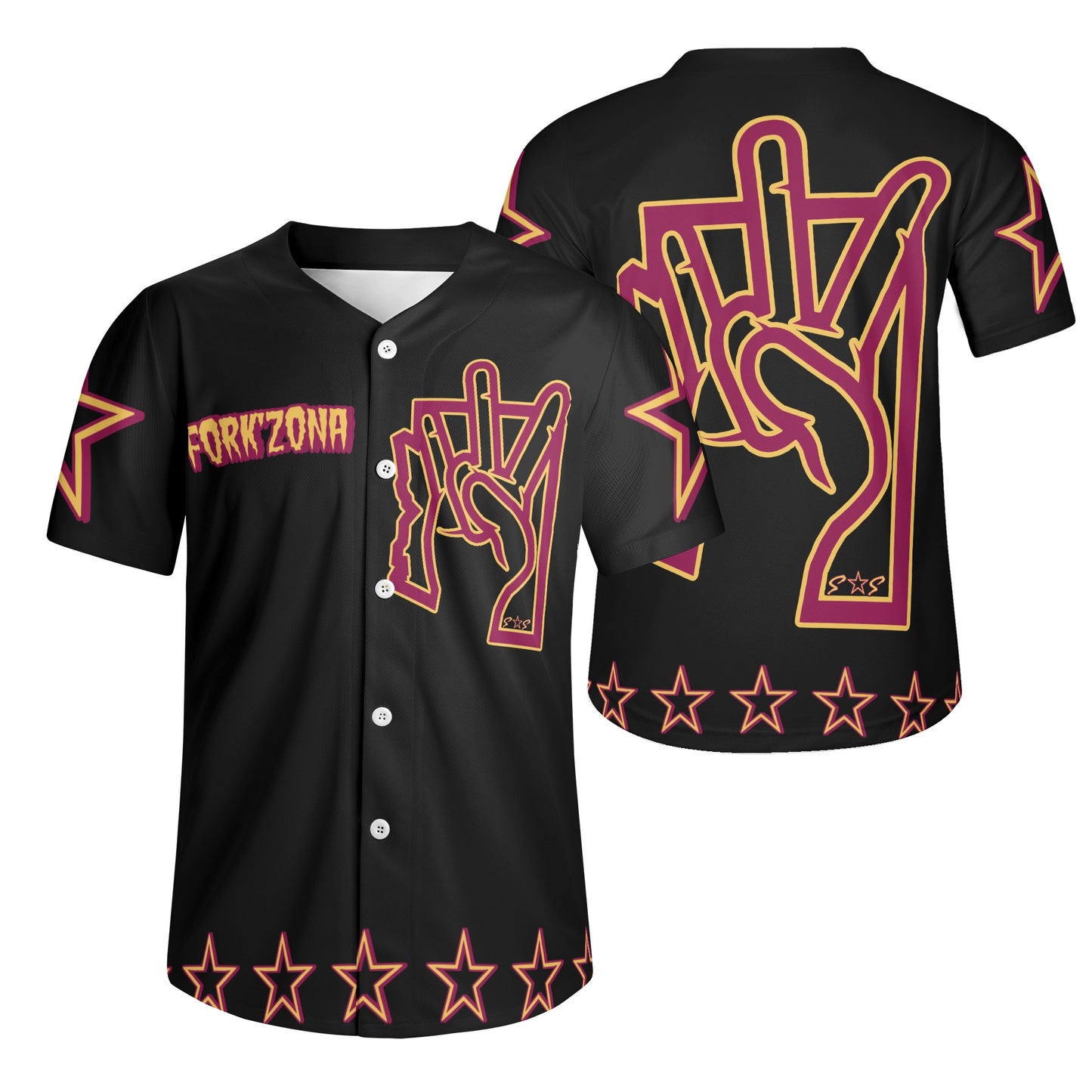 Sun Devil ForkZona S.O.S Edition Mens Black Short Sleeve Baseball Jersey