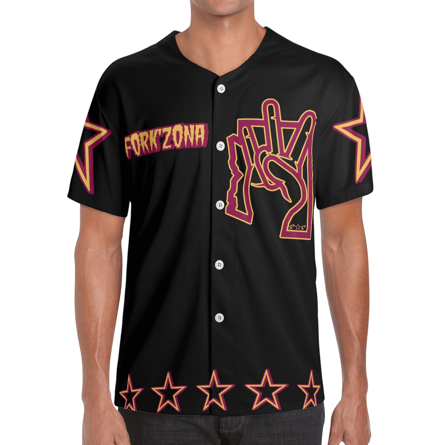 Sun Devil ForkZona S.O.S Edition Mens Black Short Sleeve Baseball Jersey