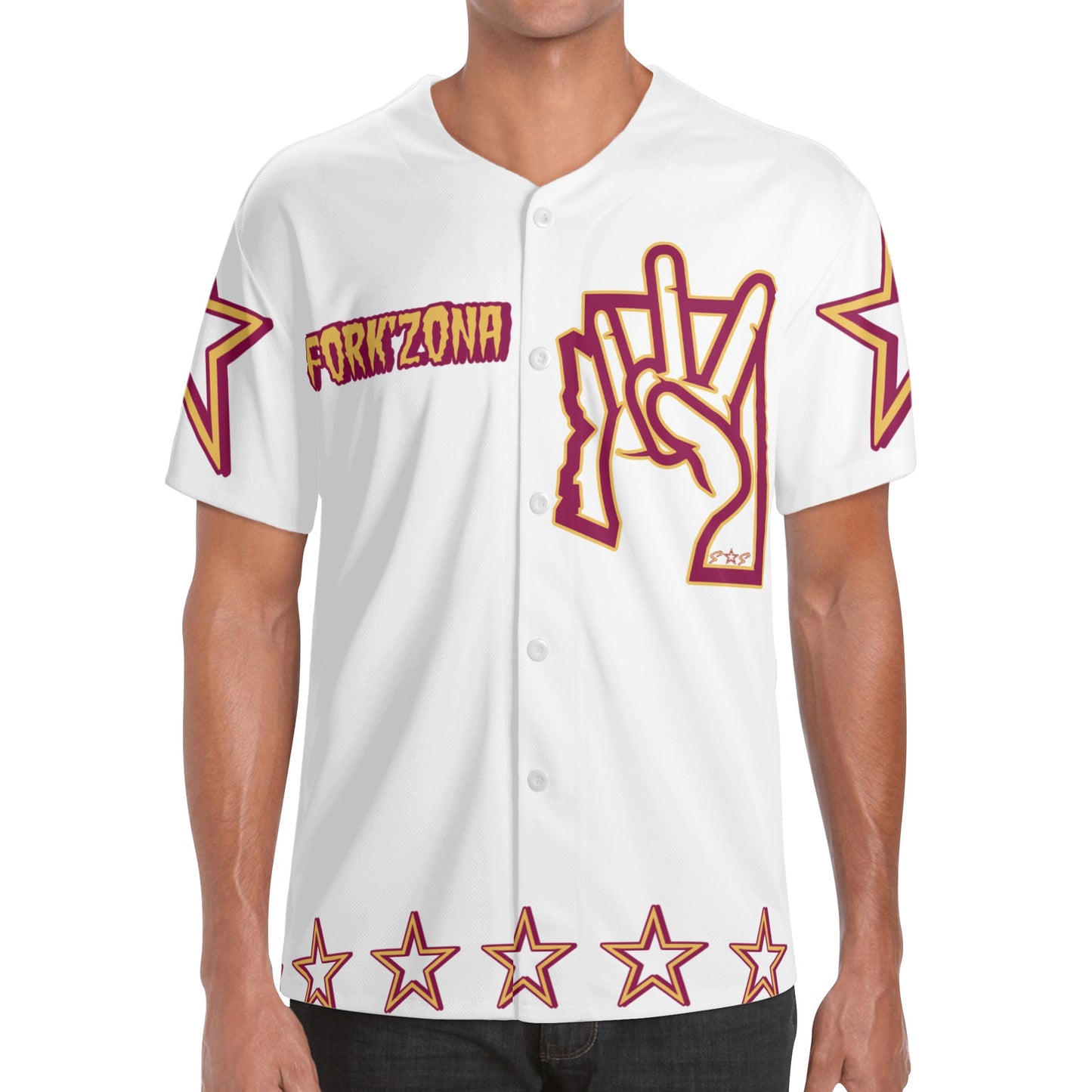 Sun Devil ForkZona S.O.S Edition Mens White Short Sleeve Baseball Jersey