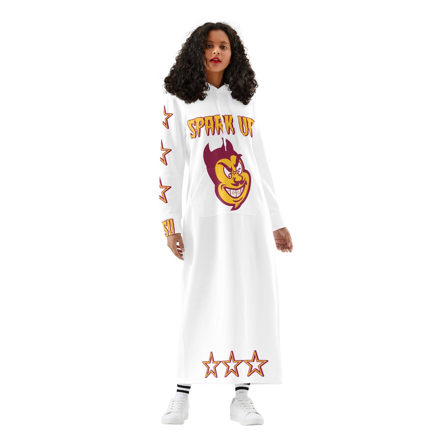 Sun Devil S.O.S Spark Up Edition Womens White Long Hoodie Dress