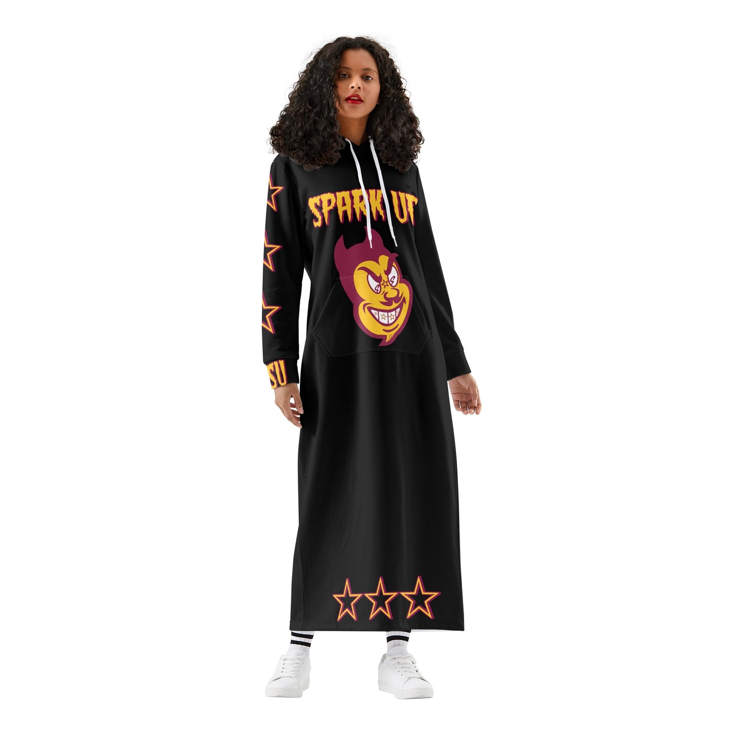 Sun Devil S.O.S Spark Up Edition Womens Black Long Hoodie Dress