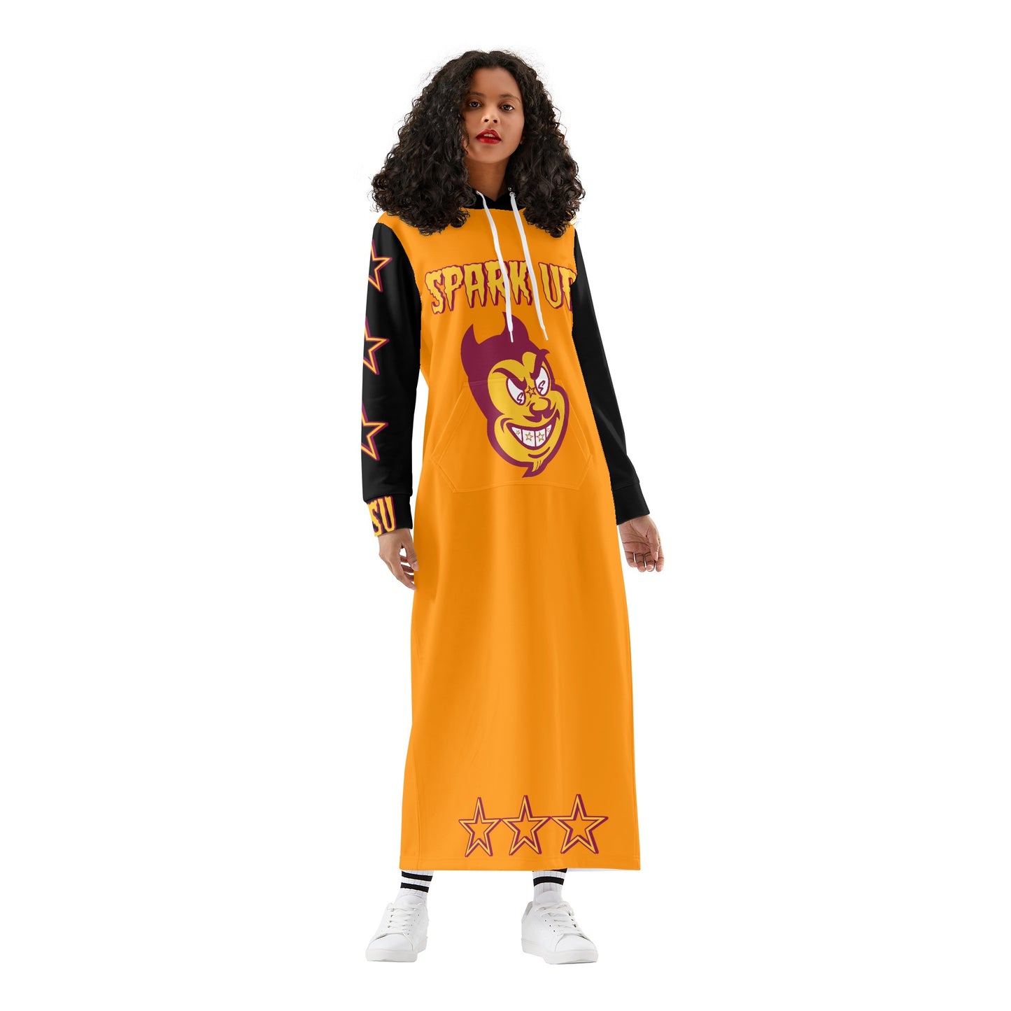 Sun Devil S.O.S Spark Up Edition Womens Black/Orange Long Hoodie Dress