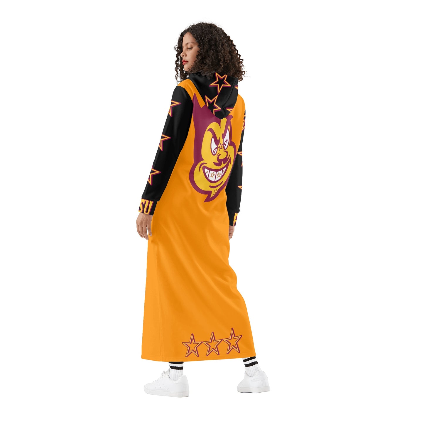 Sun Devil S.O.S Spark Up Edition Womens Black/Orange Long Hoodie Dress