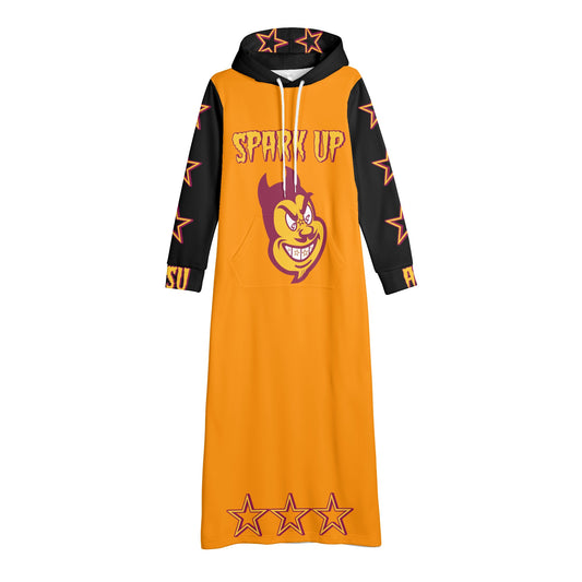 Sun Devil S.O.S Spark Up Edition Womens Black/Orange Long Hoodie Dress