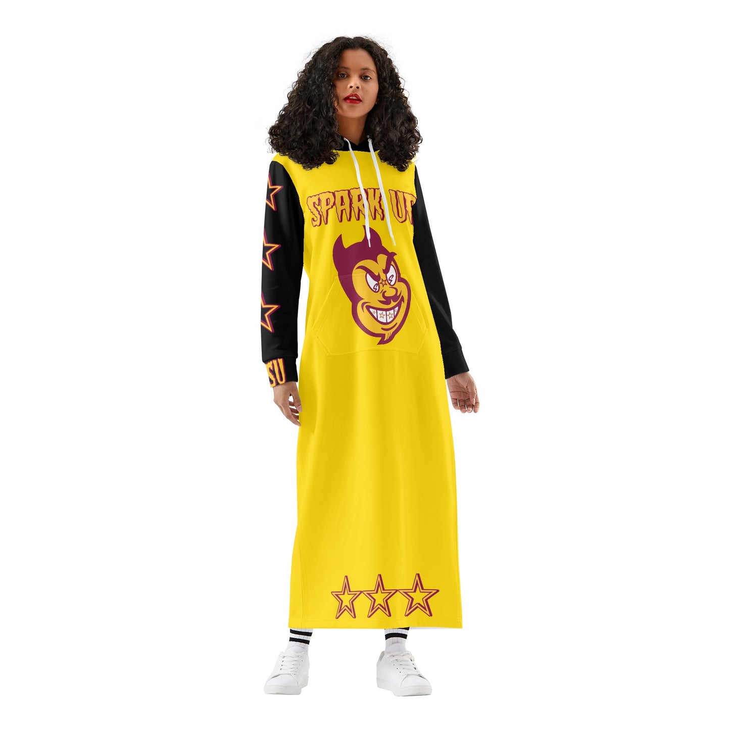 Sun Devil S.O.S Spark Up Edition Womens Black/Gold Long Hoodie Dress