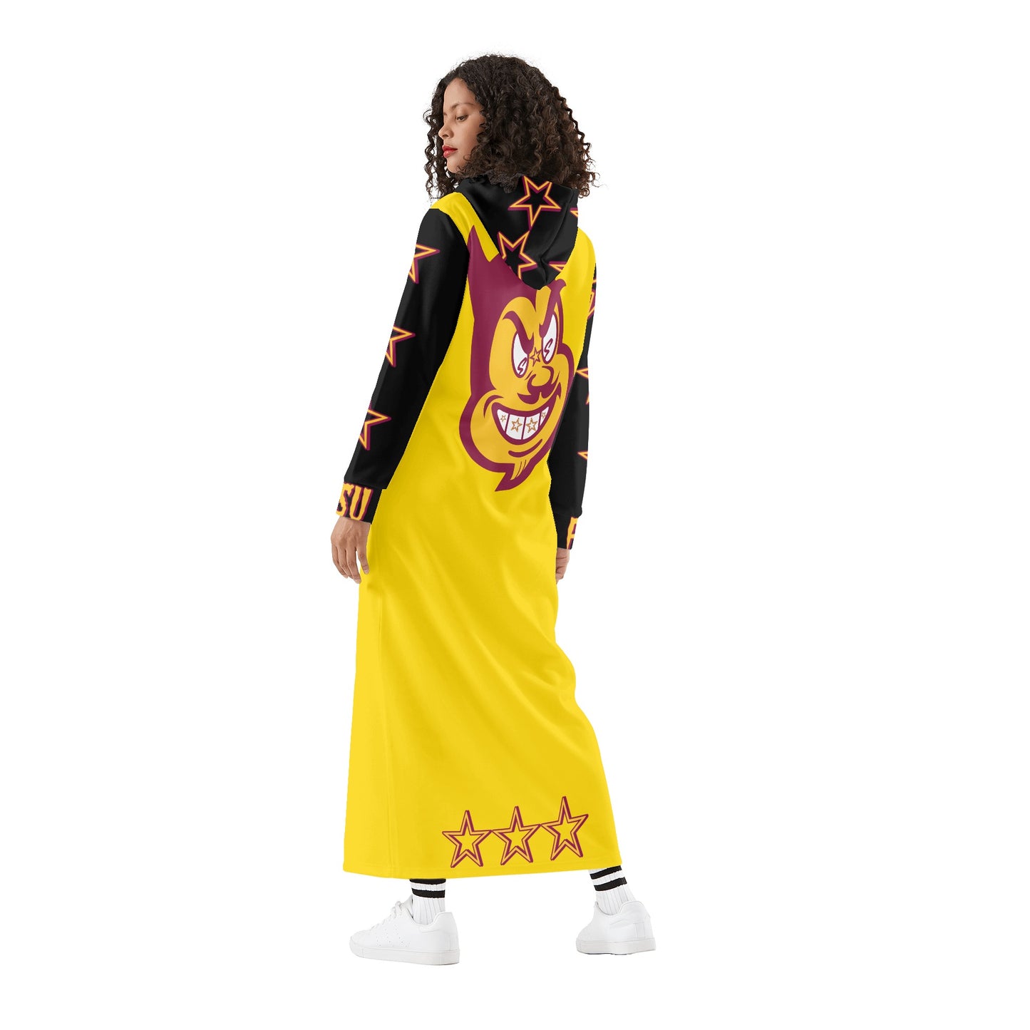 Sun Devil S.O.S Spark Up Edition Womens Black/Gold Long Hoodie Dress