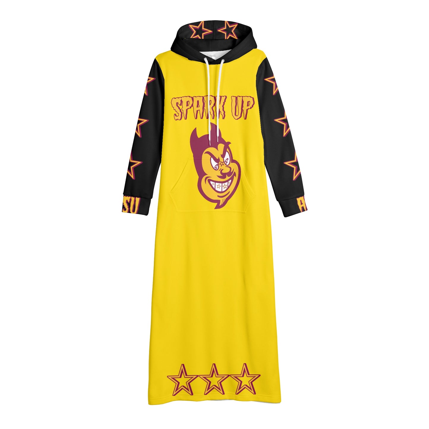 Sun Devil S.O.S Spark Up Edition Womens Black/Gold Long Hoodie Dress