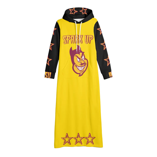 Sun Devil S.O.S Spark Up Edition Womens Black/Gold Long Hoodie Dress