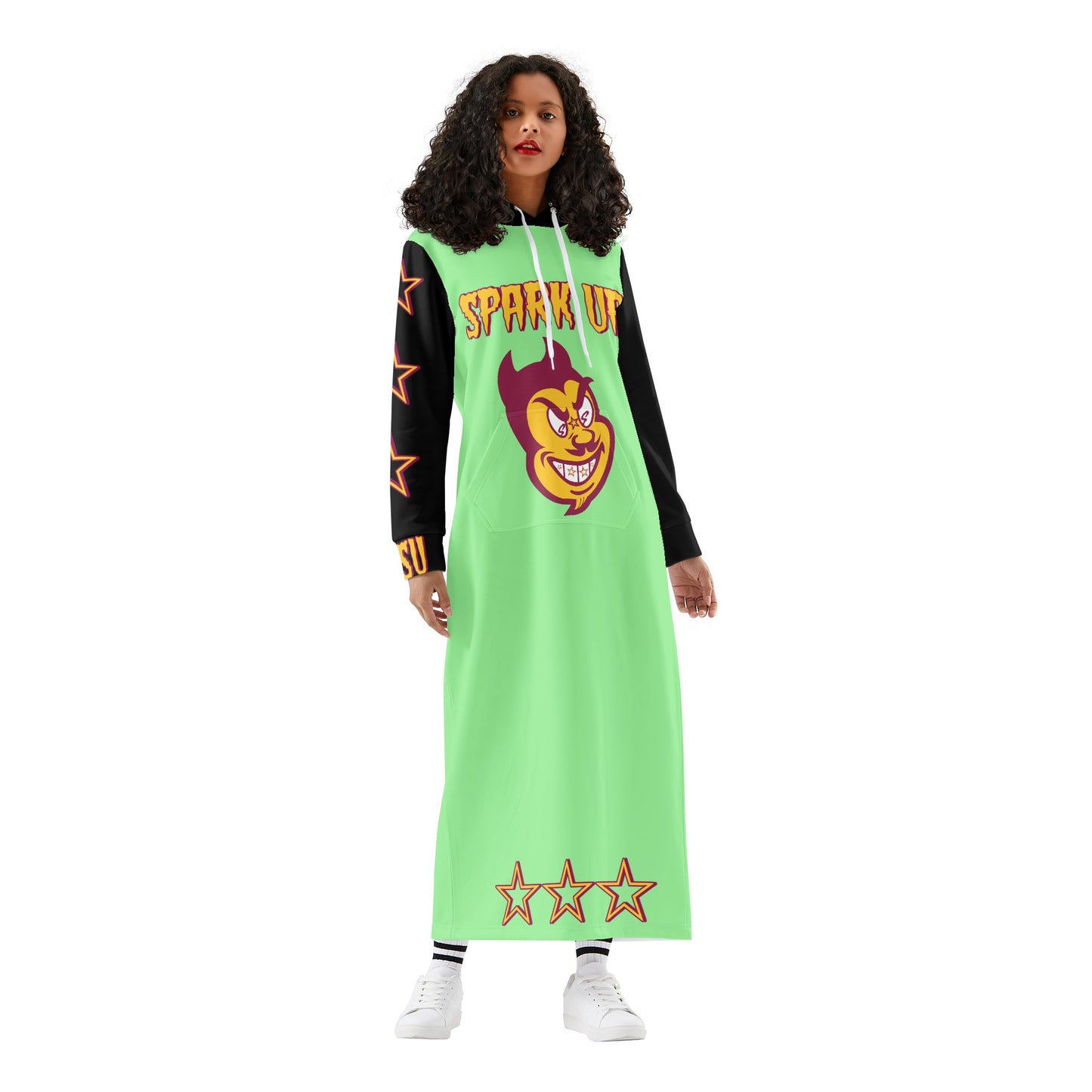 Sun Devil S.O.S Spark Up Edition Womens Black/MintGreen Long Hoodie Dress