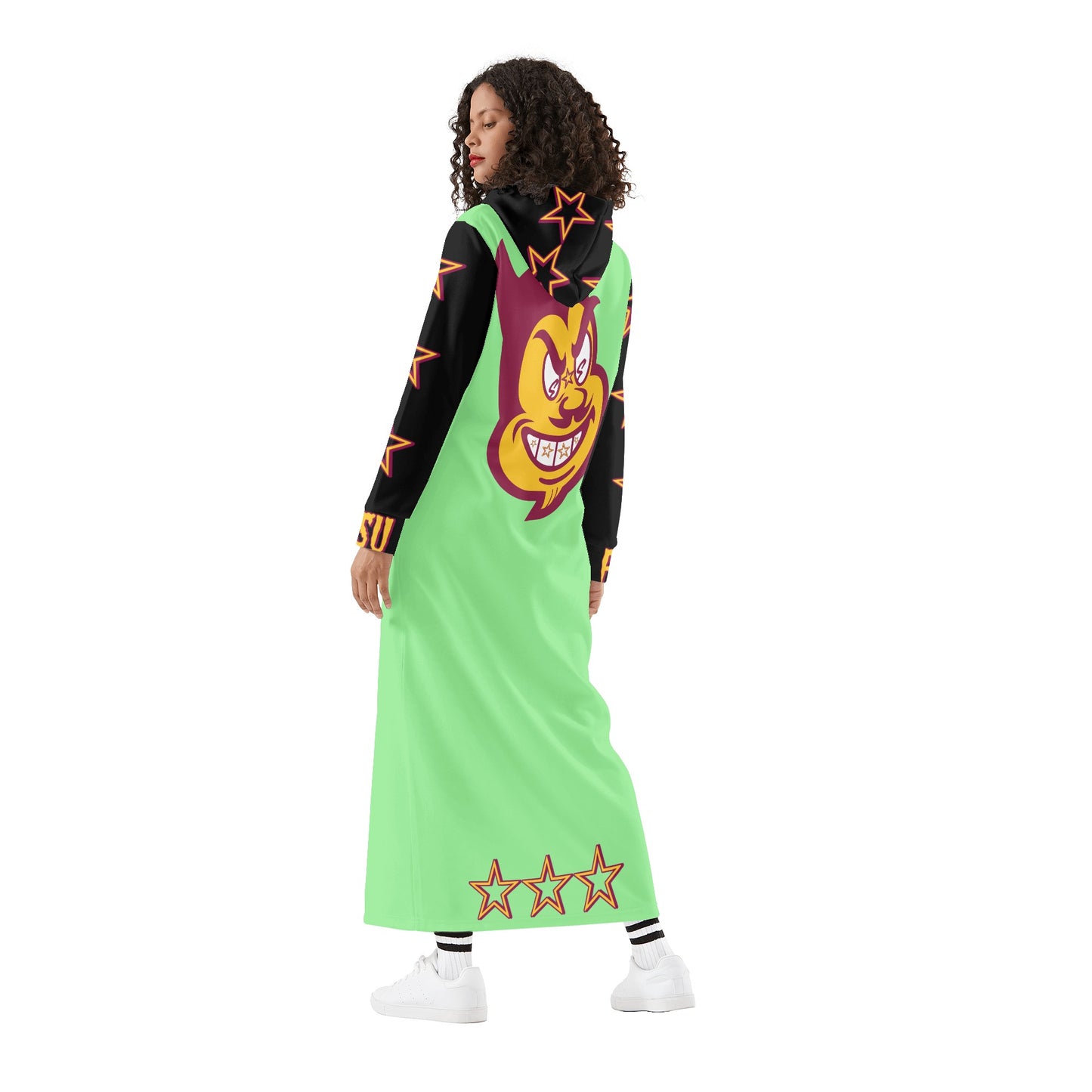 Sun Devil S.O.S Spark Up Edition Womens Black/MintGreen Long Hoodie Dress