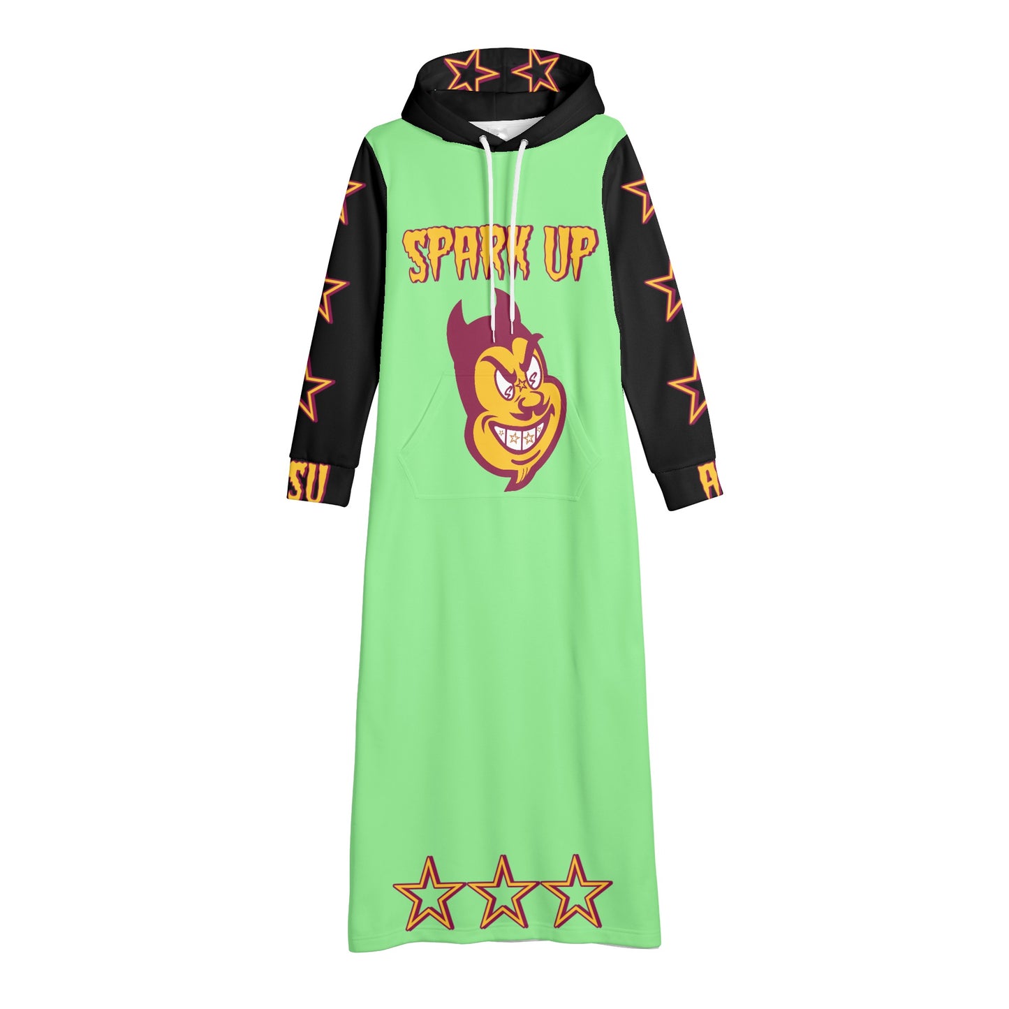 Sun Devil S.O.S Spark Up Edition Womens Black/MintGreen Long Hoodie Dress