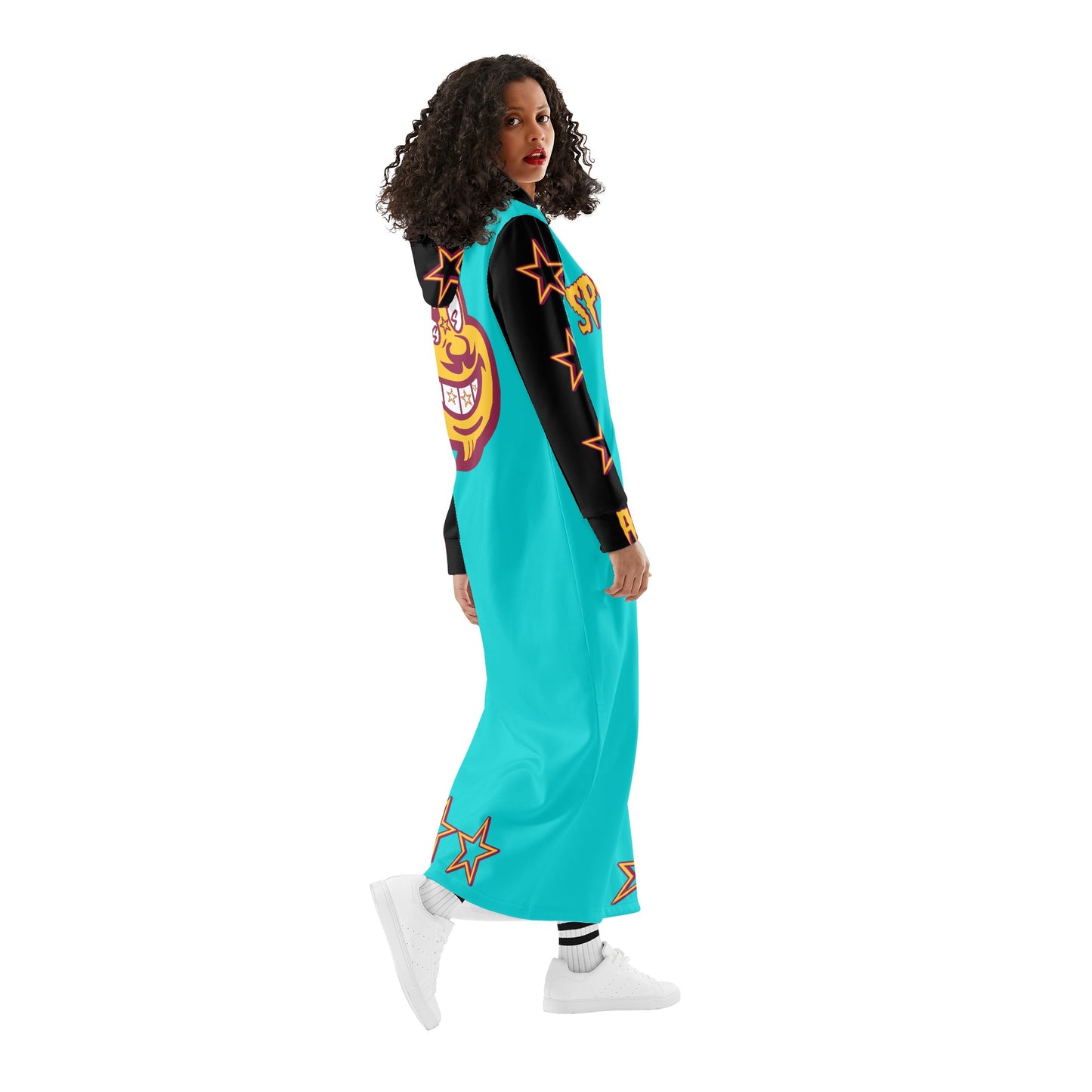 Sun Devil S.O.S Spark Up Edition Womens Black/Turquoise Long Hoodie Dress