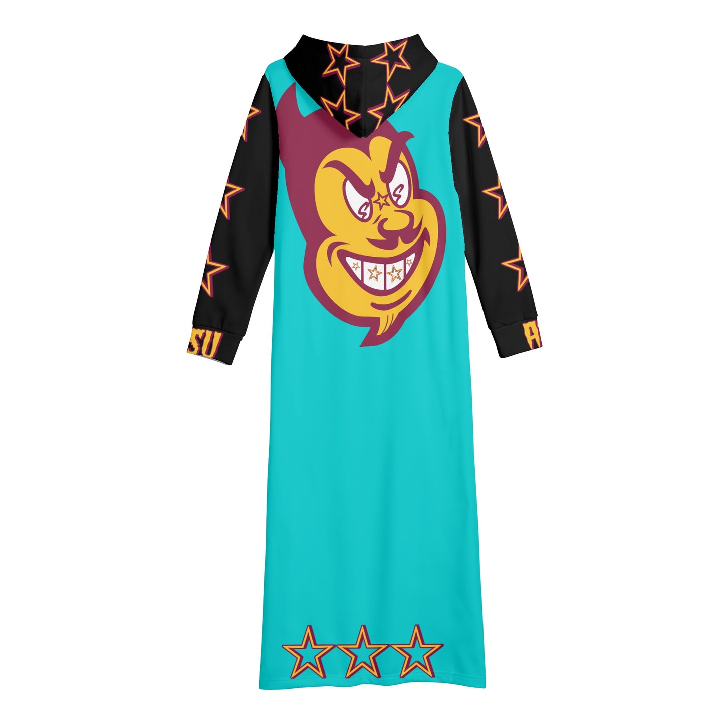 Sun Devil S.O.S Spark Up Edition Womens Black/Turquoise Long Hoodie Dress