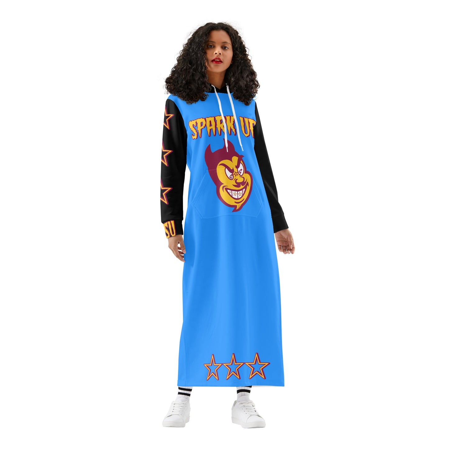 Sun Devil S.O.S Spark Up Edition Womens Black/Blue Long Hoodie Dress