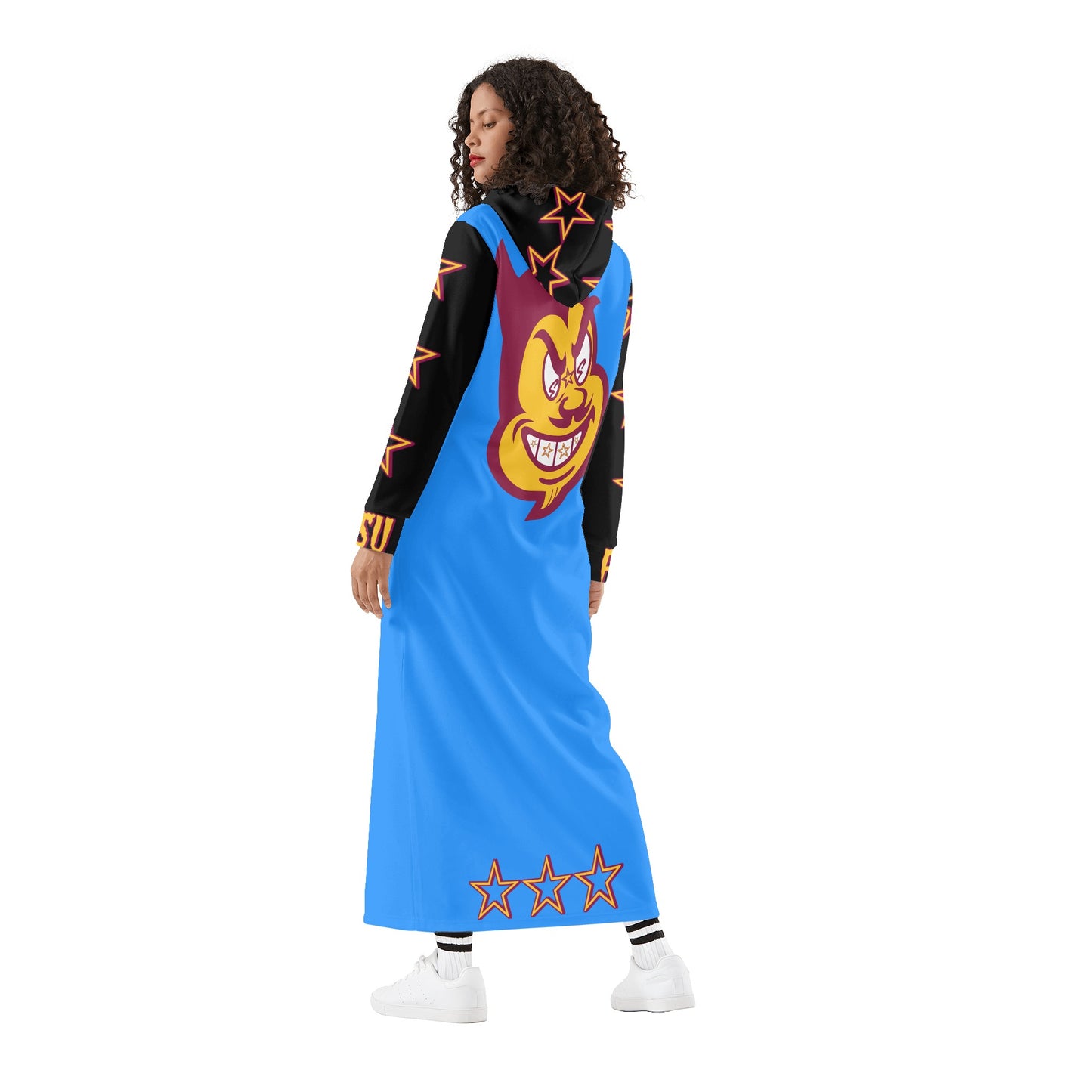 Sun Devil S.O.S Spark Up Edition Womens Black/Blue Long Hoodie Dress