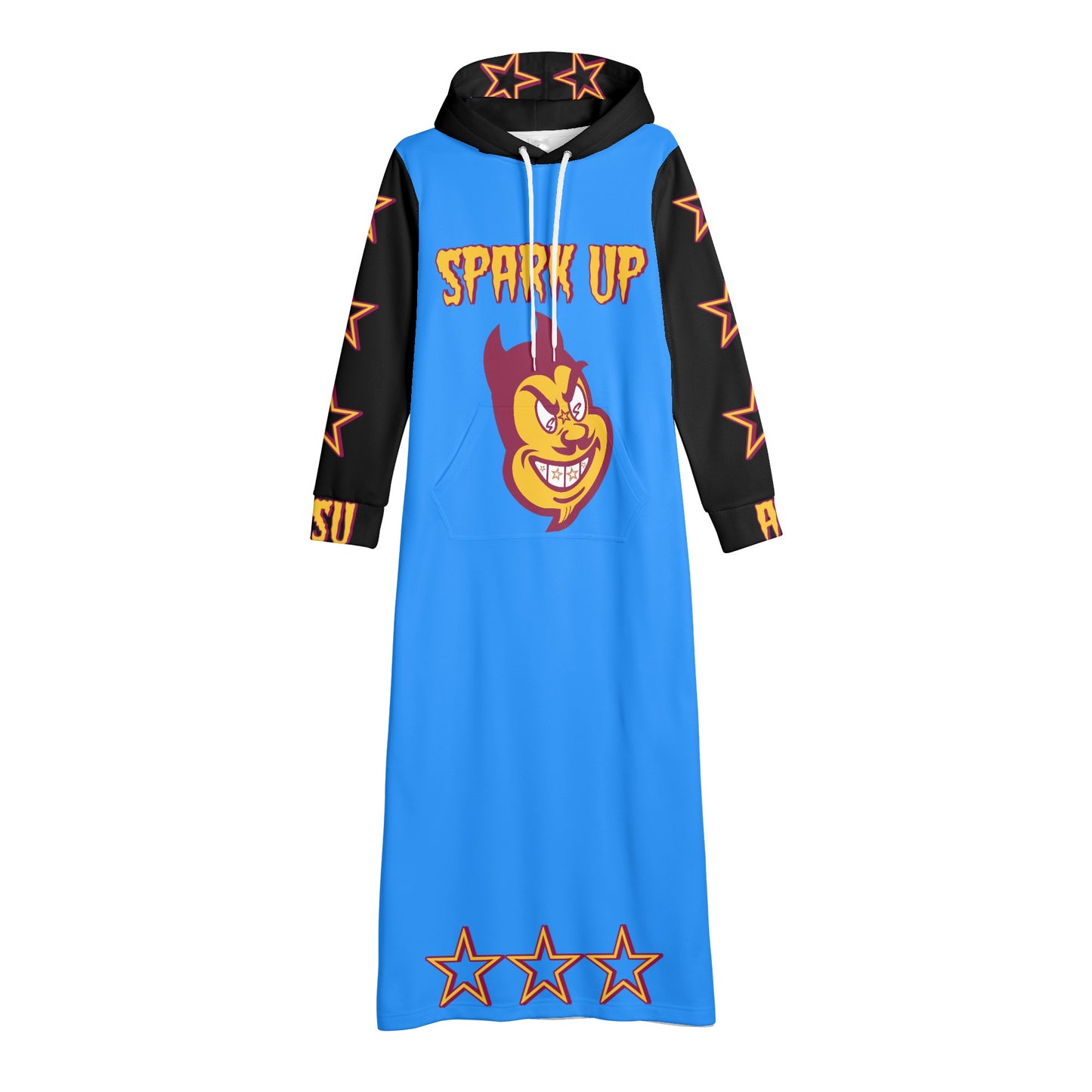 Sun Devil S.O.S Spark Up Edition Womens Black/Blue Long Hoodie Dress