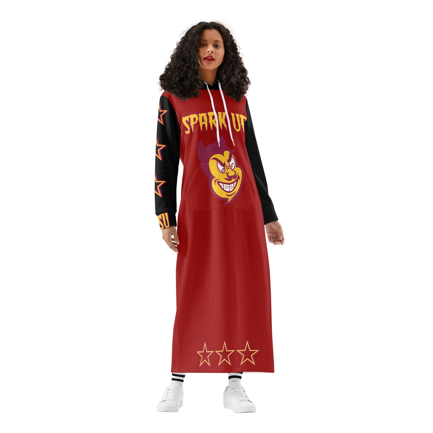 Sun Devil S.O.S Spark Up Edition Womens Black/Maroon Long Hoodie Dress