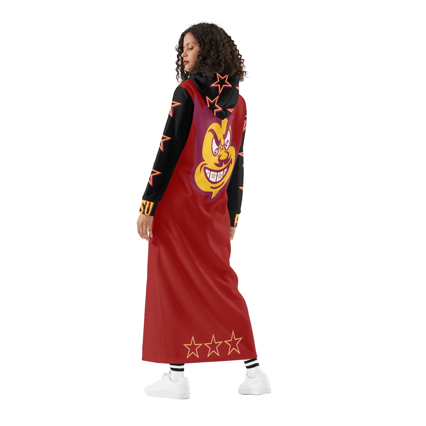 Sun Devil S.O.S Spark Up Edition Womens Black/Maroon Long Hoodie Dress