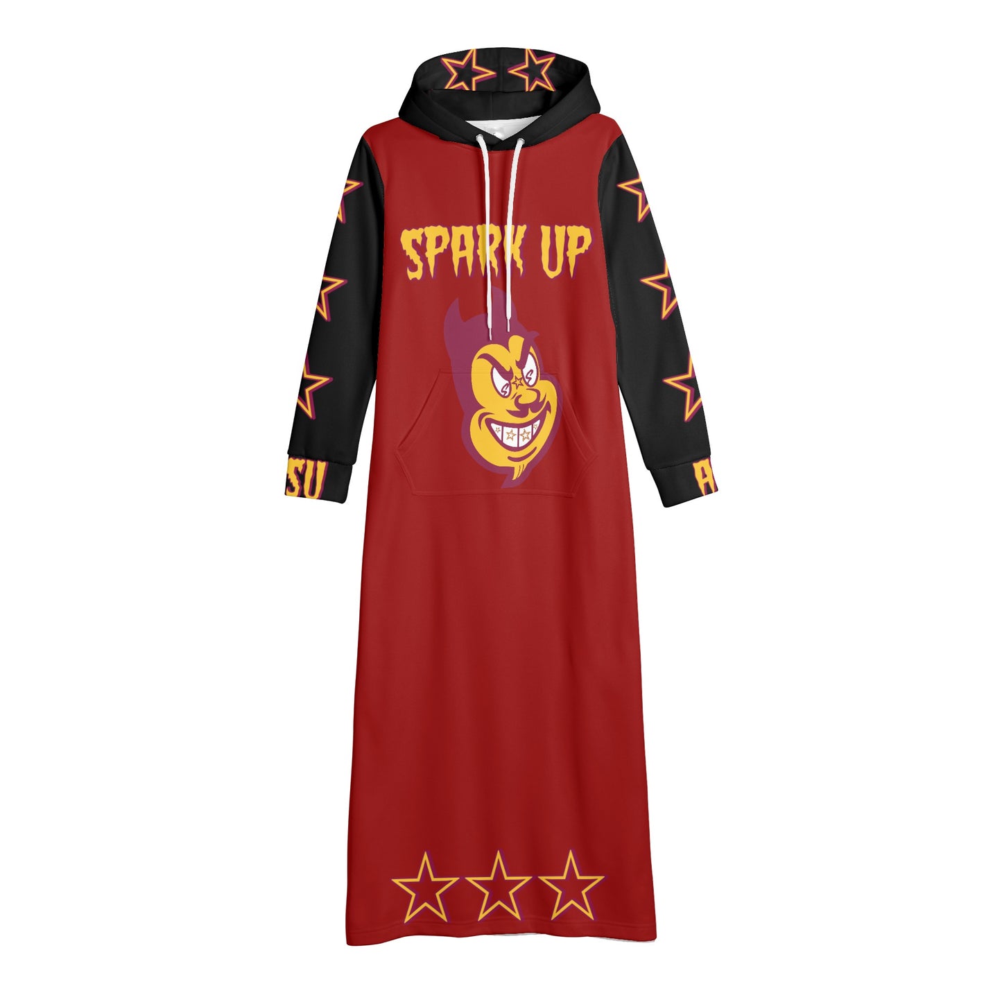 Sun Devil S.O.S Spark Up Edition Womens Black/Maroon Long Hoodie Dress