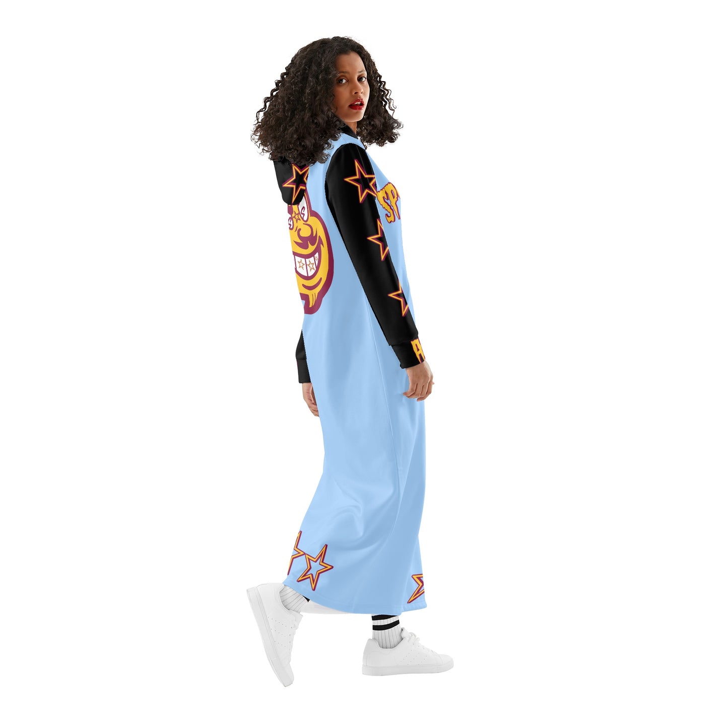 Sun Devil S.O.S Spark Up Edition Womens Black/SkyBlue Long Hoodie Dress