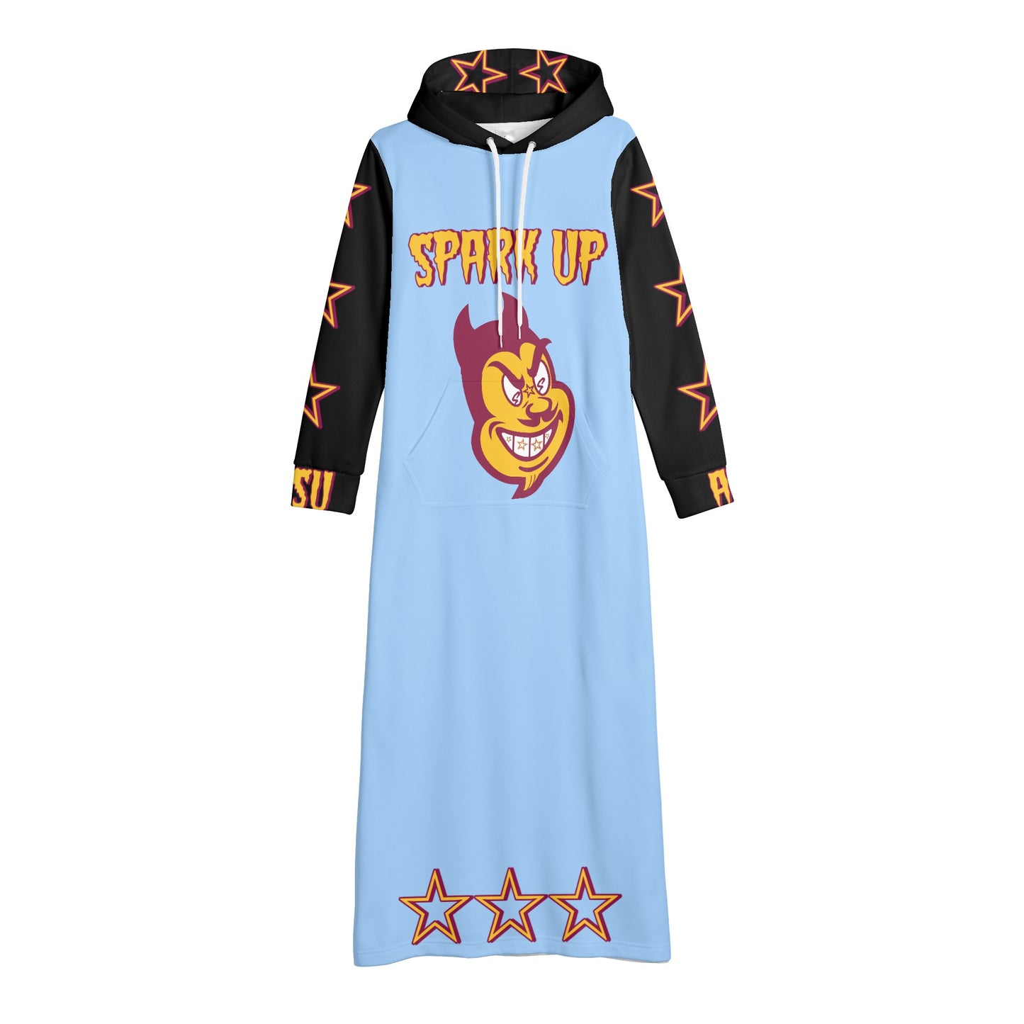 Sun Devil S.O.S Spark Up Edition Womens Black/SkyBlue Long Hoodie Dress