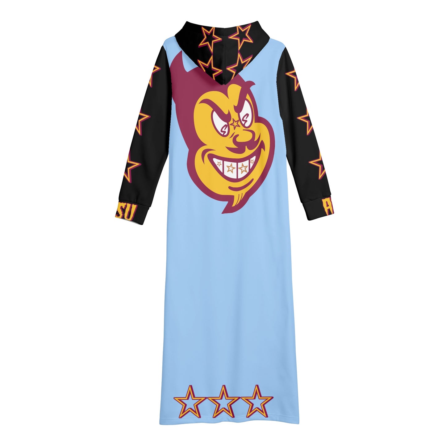 Sun Devil S.O.S Spark Up Edition Womens Black/SkyBlue Long Hoodie Dress