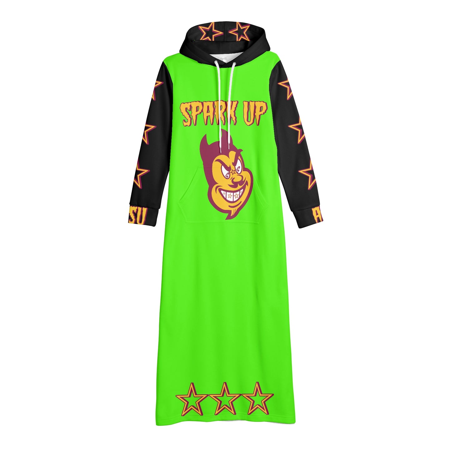 Sun Devil S.O.S Follow The Fork Edition Womens Black/GooGreen Long Hoodie Dress