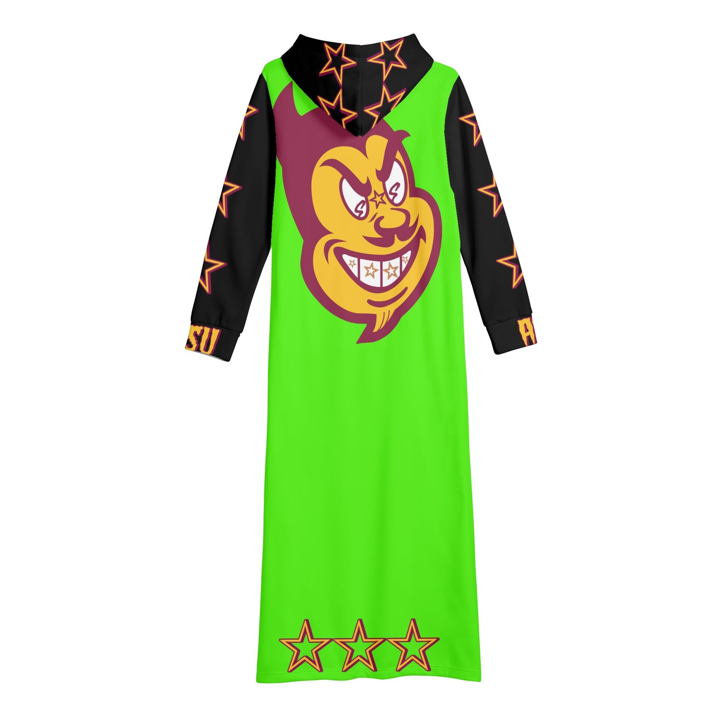 Sun Devil S.O.S Follow The Fork Edition Womens Black/GooGreen Long Hoodie Dress