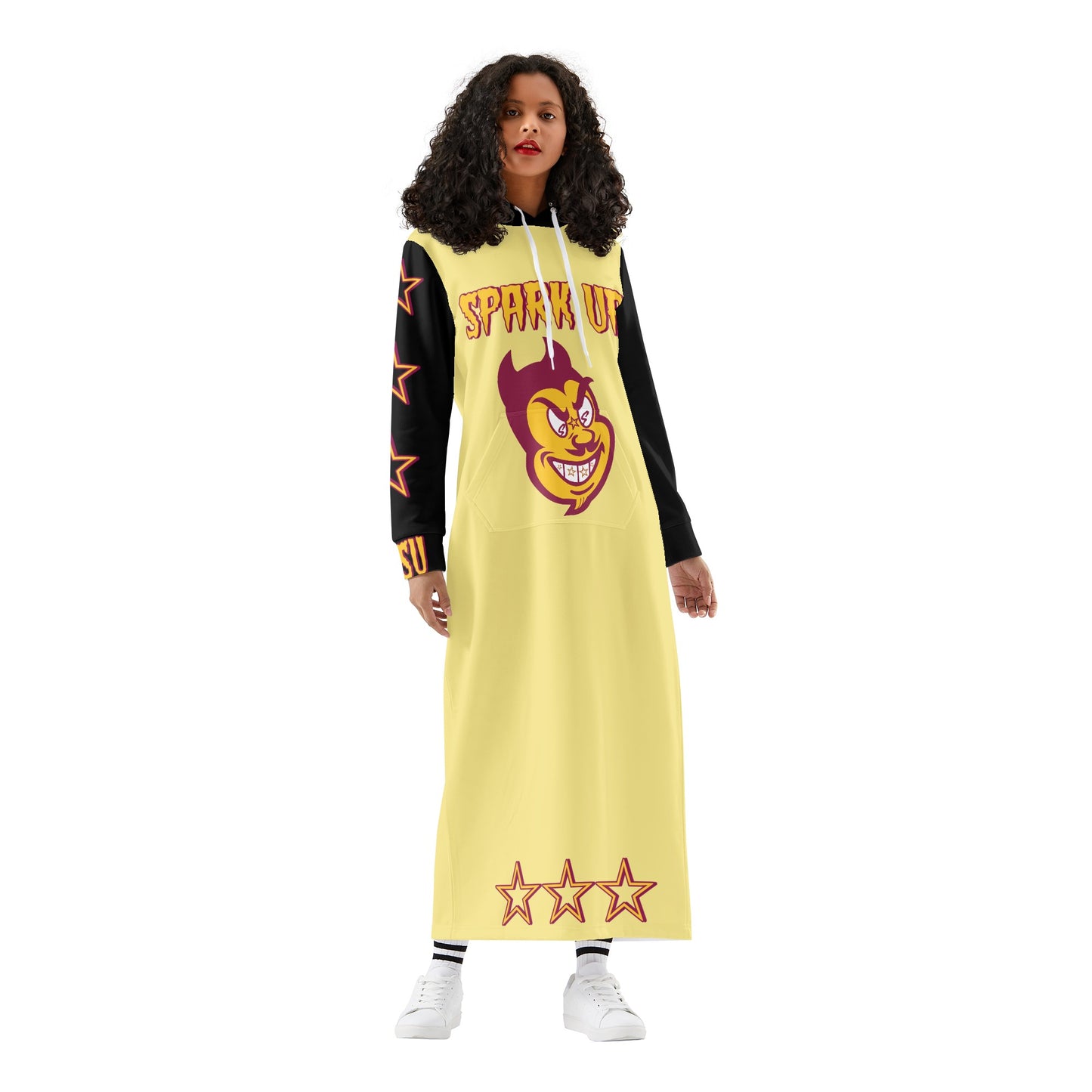 Sun Devil S.O.S Spark Up Edition Womens Black/Tan Long Hoodie Dress