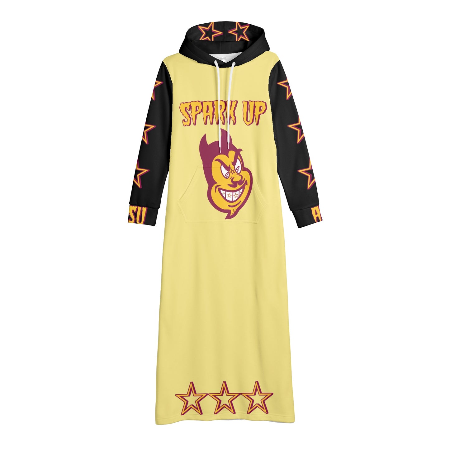 Sun Devil S.O.S Spark Up Edition Womens Black/Tan Long Hoodie Dress