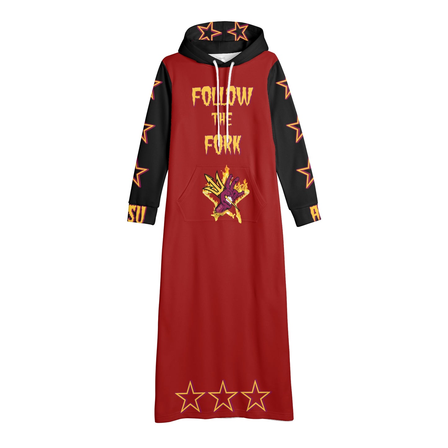 Sun Devil S.O.S Follow The Fork Edition Womens Black/Maroon Long Hoodie Dress